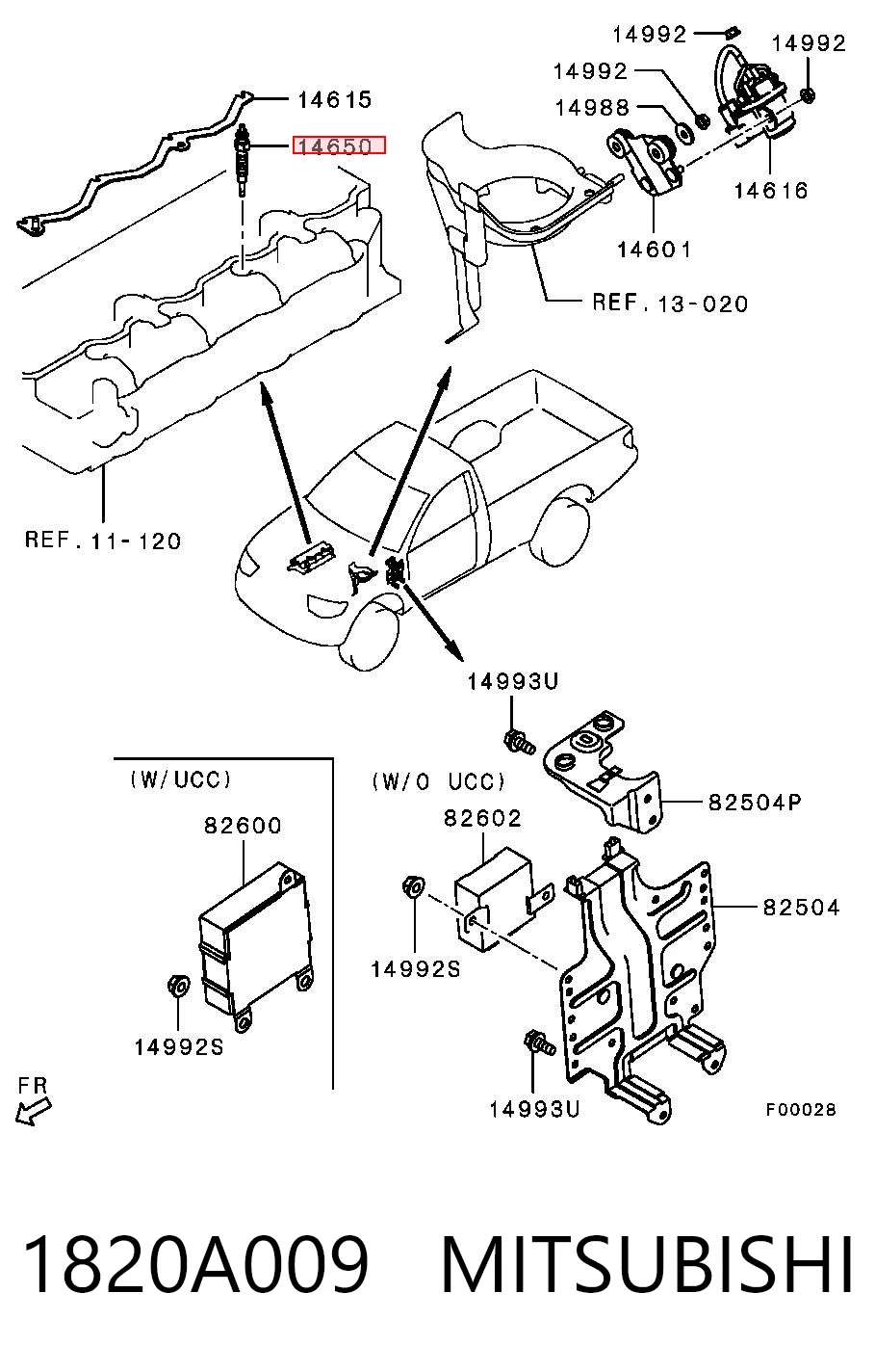 1820A009 Mitsubishi Bujías de calentamiento