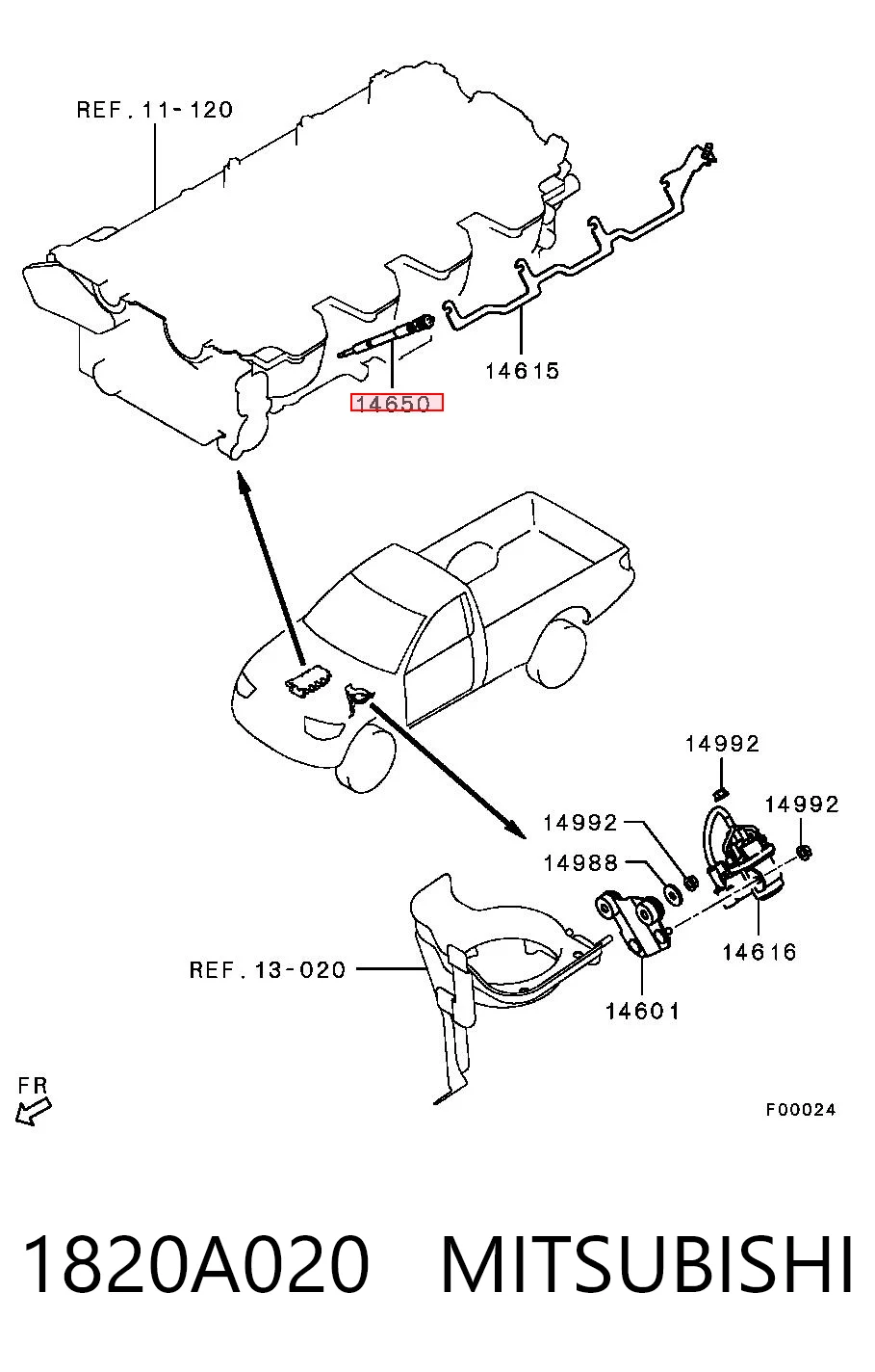 1820A020 Mitsubishi Bujías de calentamiento