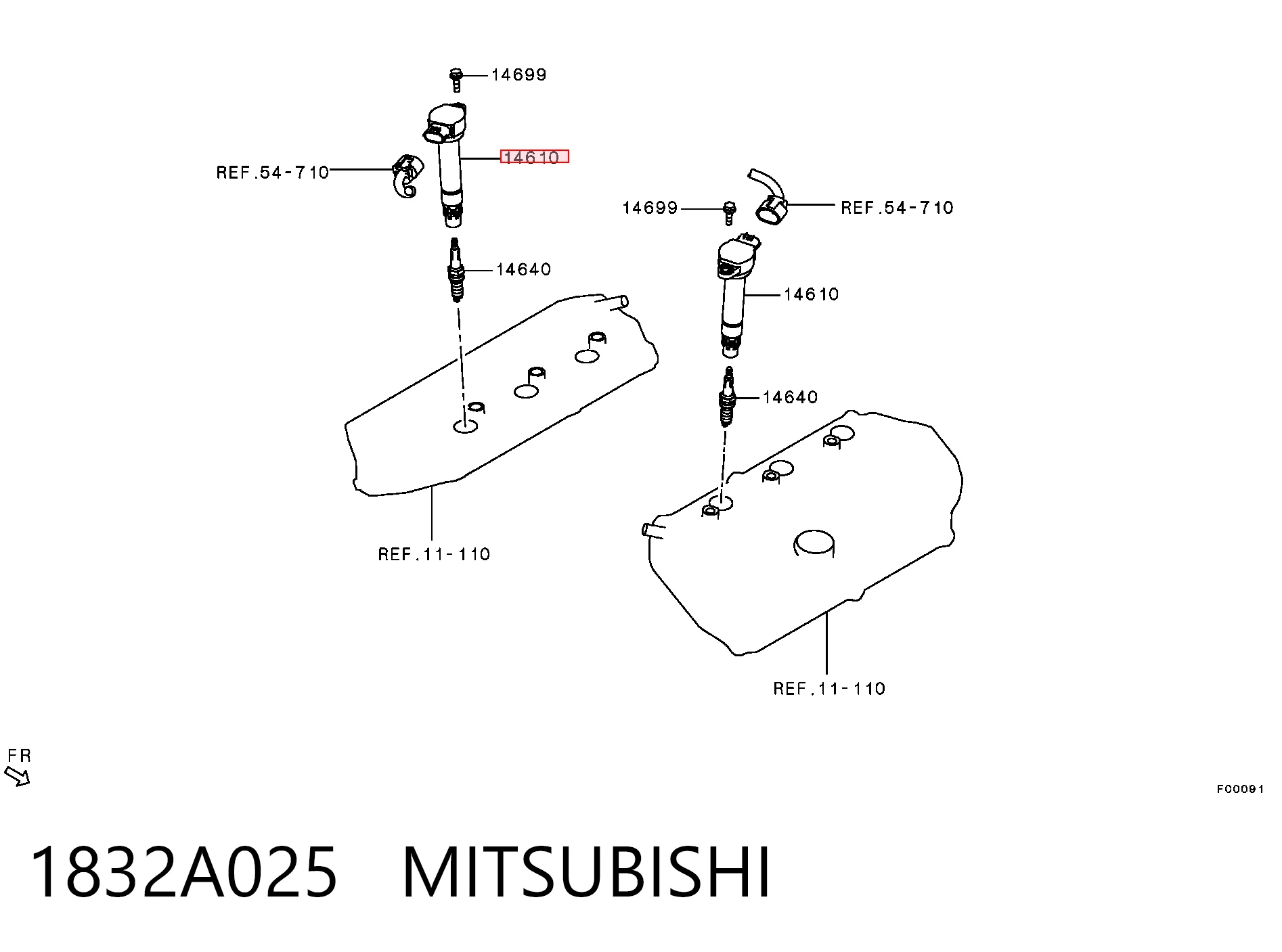 1832A025 Mitsubishi Bobina de ignición