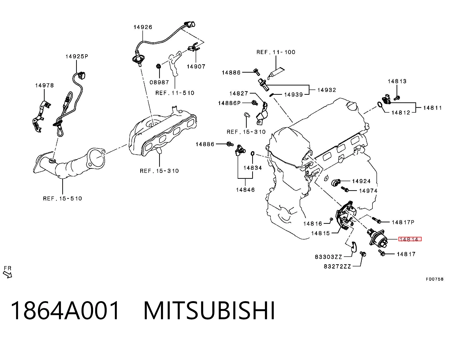 1864A001 Mitsubishi Regulador de fase de distribución