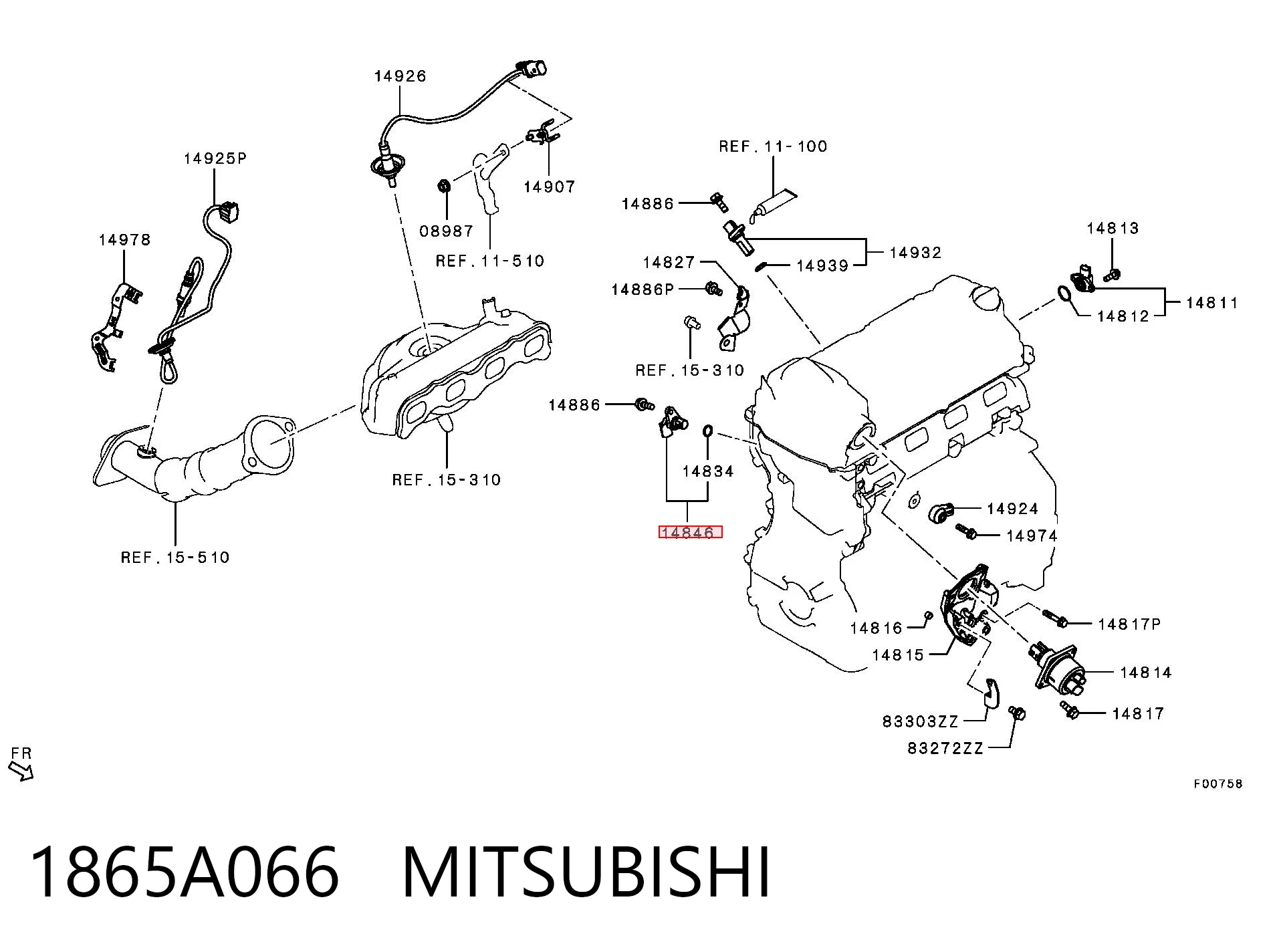 1865A066 Mitsubishi Sensor posición arbol de levas
