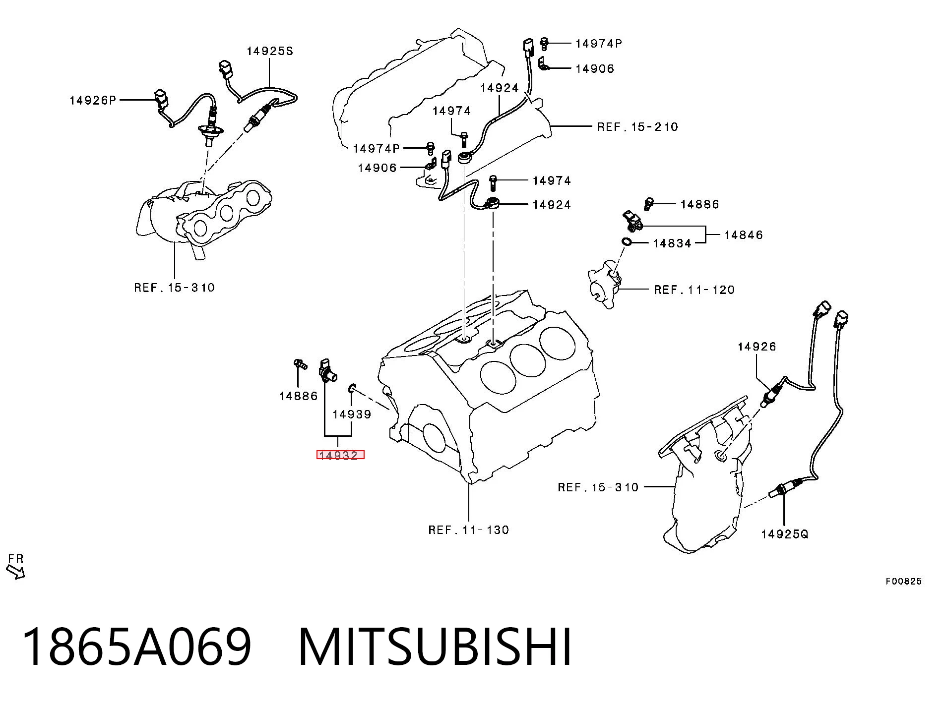 1865A069 Mitsubishi Sensor de posición del cigüeñal