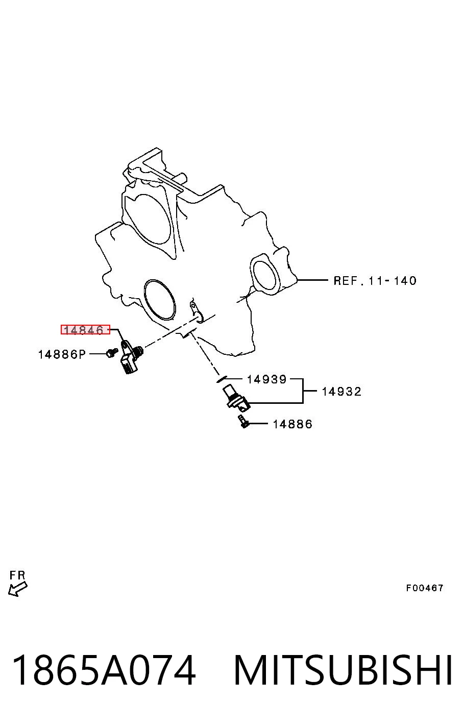 1865A074 Mitsubishi Sensor de posición del cigüeñal