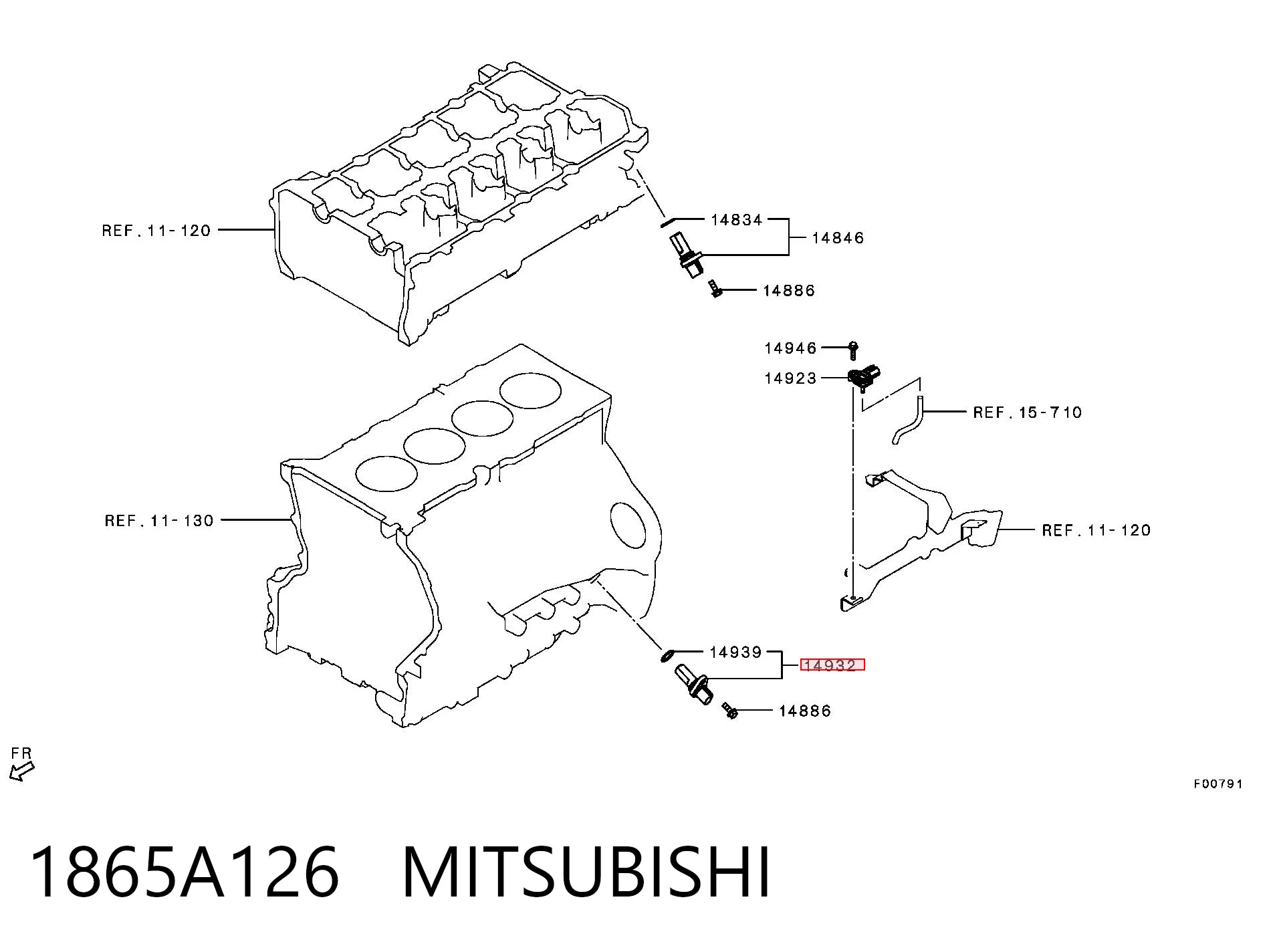 1865A126 Mitsubishi Sensor de posición del cigüeñal