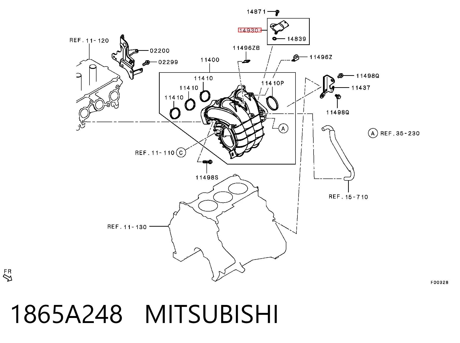 1865A248 Mitsubishi Sensor De Presion Del Colector De Admision