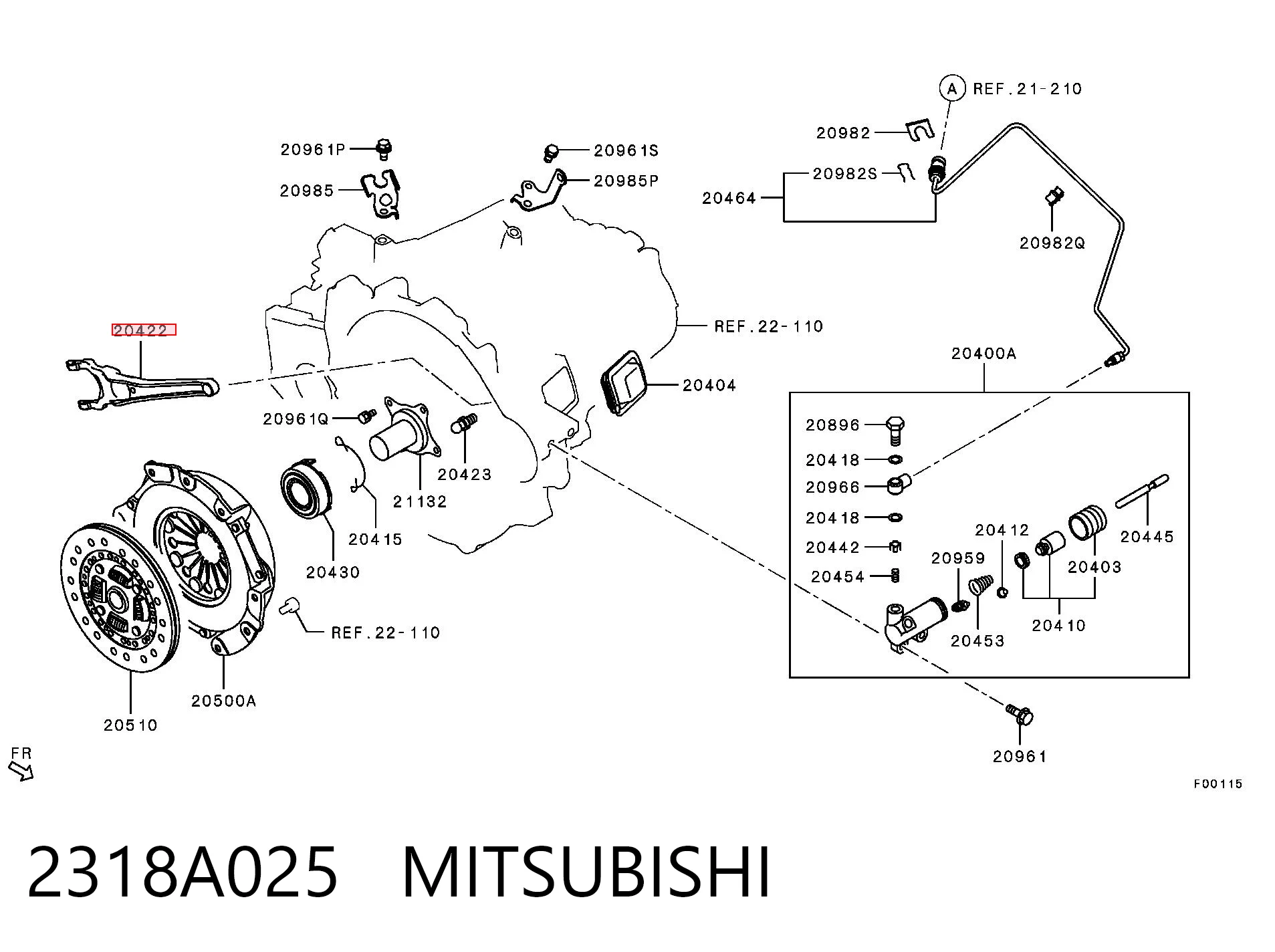 2318A025 Mitsubishi Horquilla de embrague