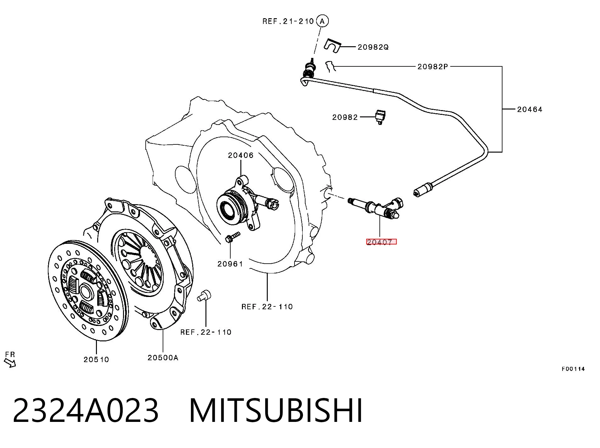 2324A023 Mitsubishi Té de tubo de embrague