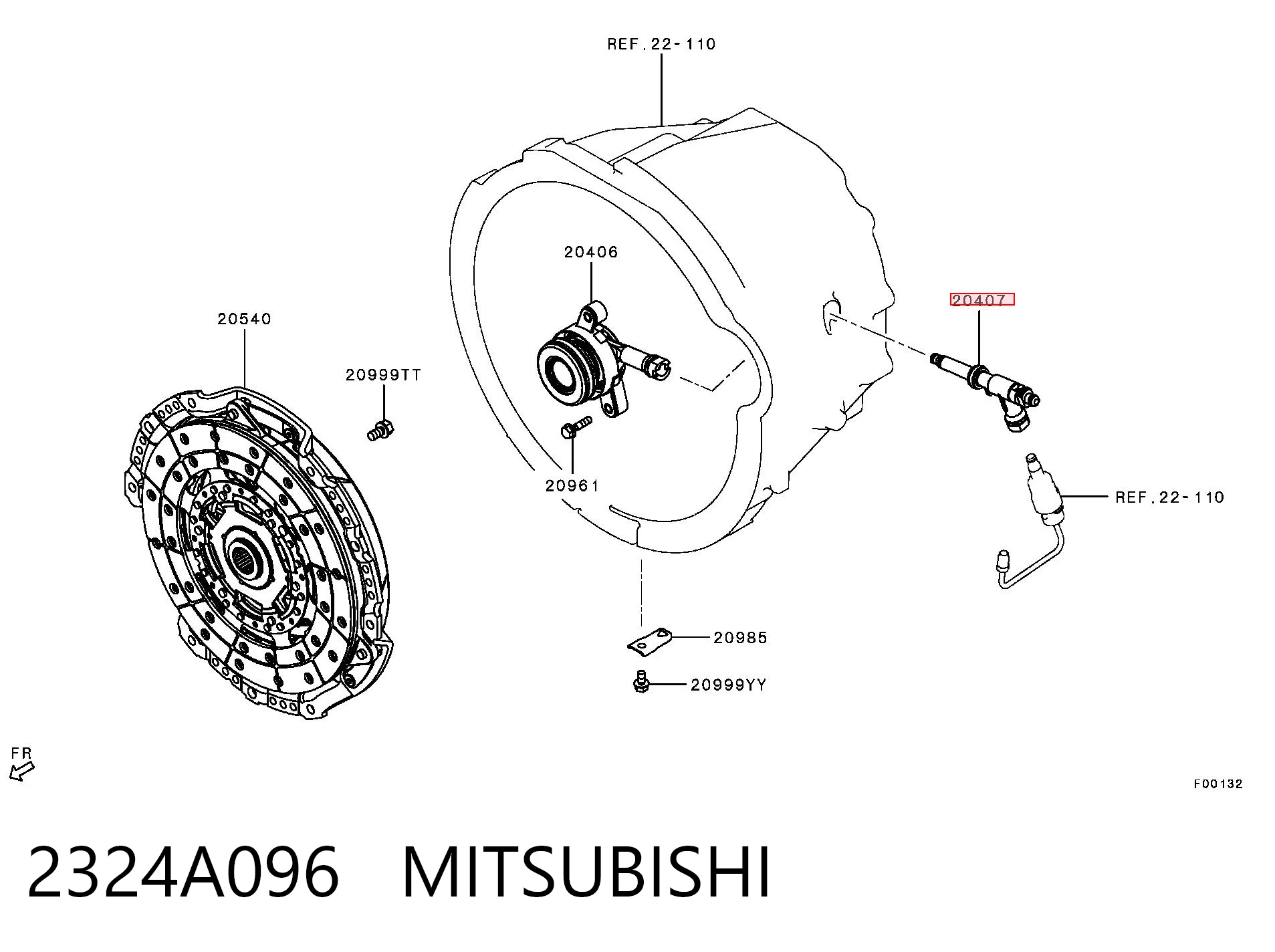 2324A096 Mitsubishi Té de tubo de embrague