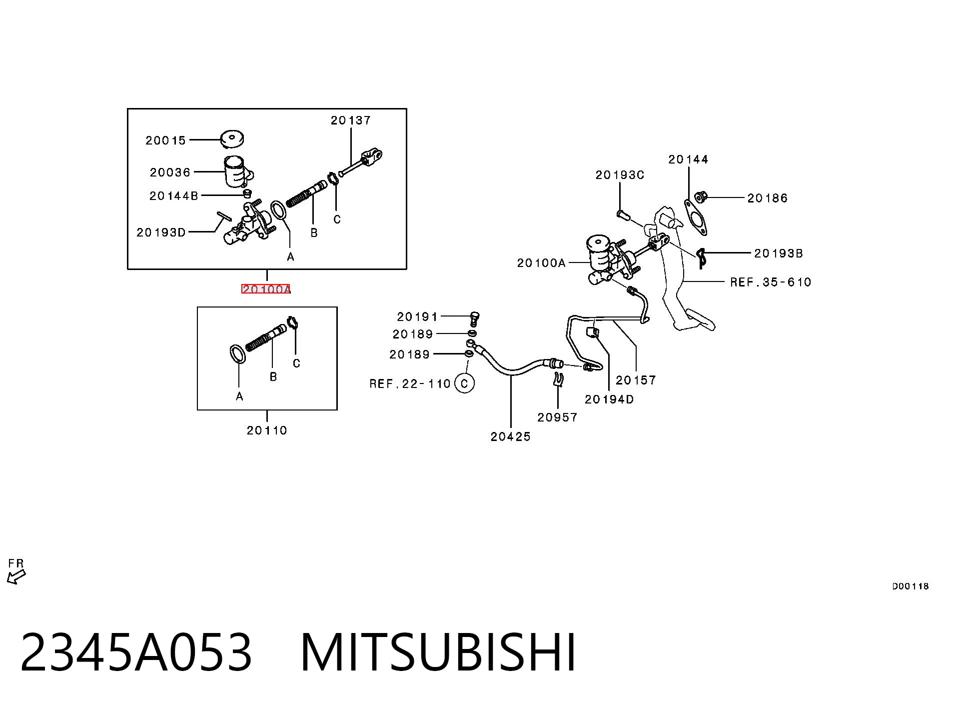 2345A053 Mitsubishi Cilindro maestro de clutch