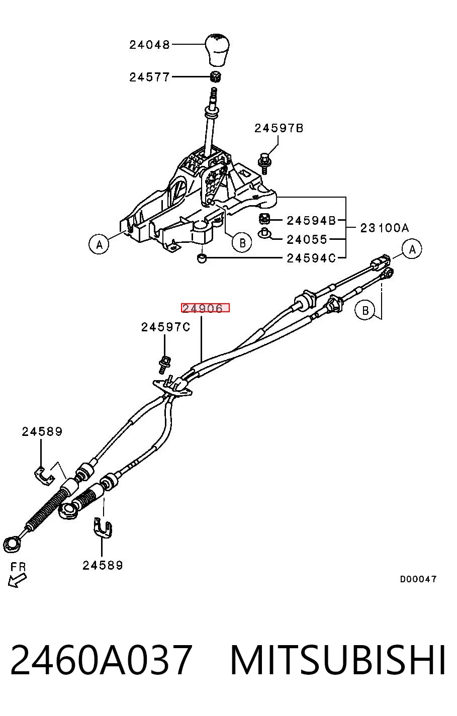 2460A037 Mitsubishi Cable palanca de cambios