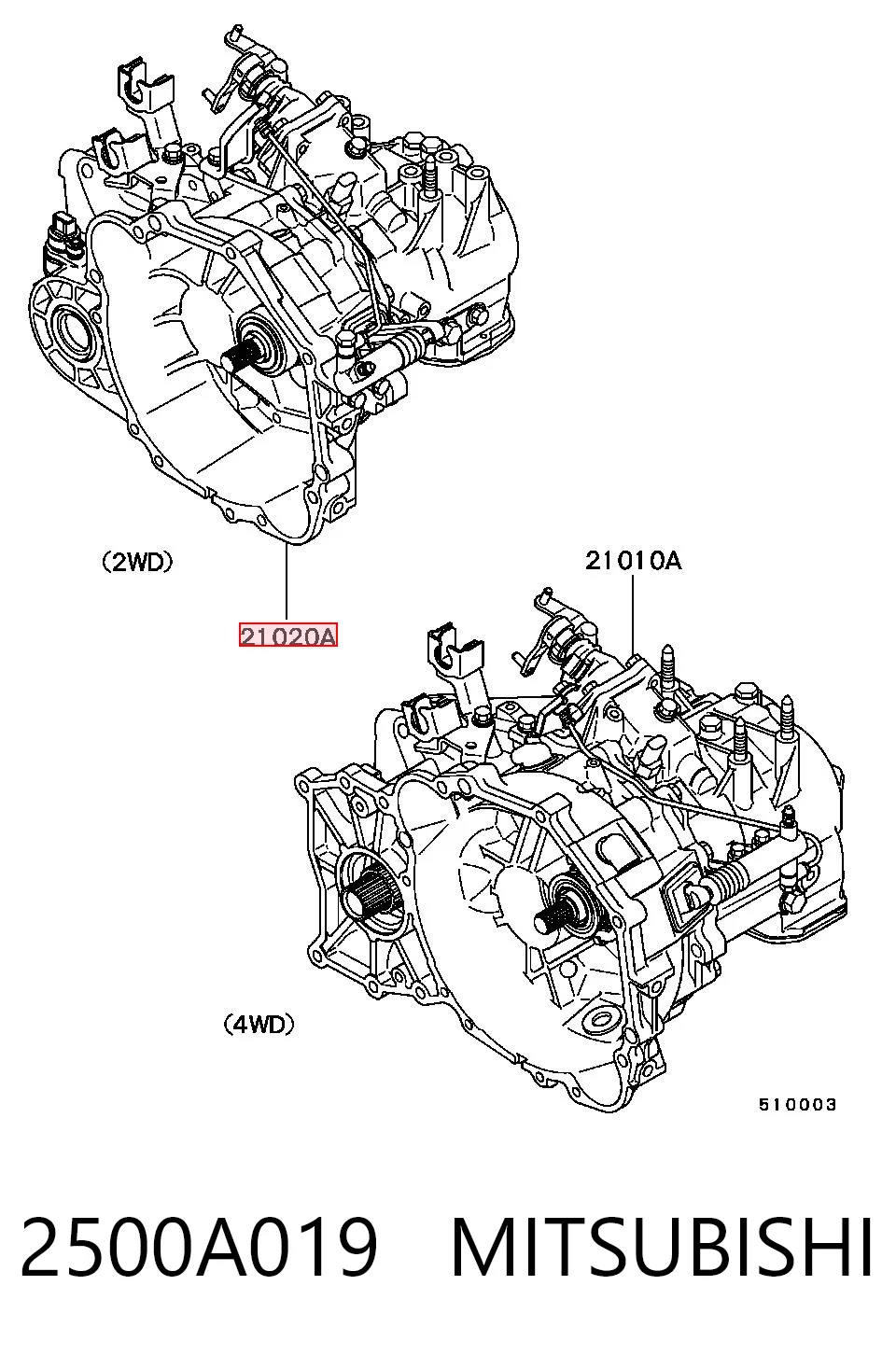 Caja de cambios manual completa 2500A019 MITSUBISHI