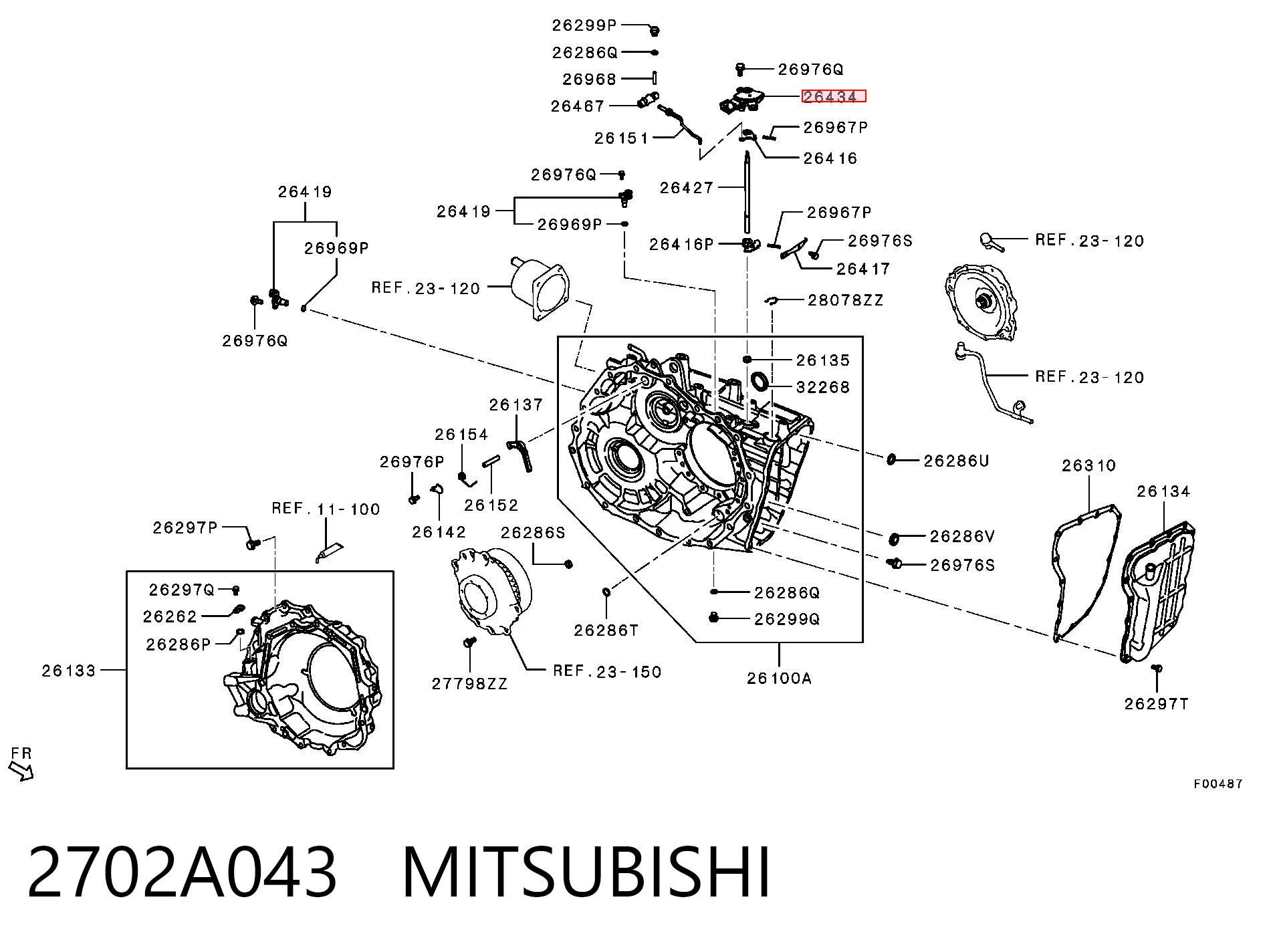 2702A043 Mitsubishi Sensor de posición del selector de la transmisión automática