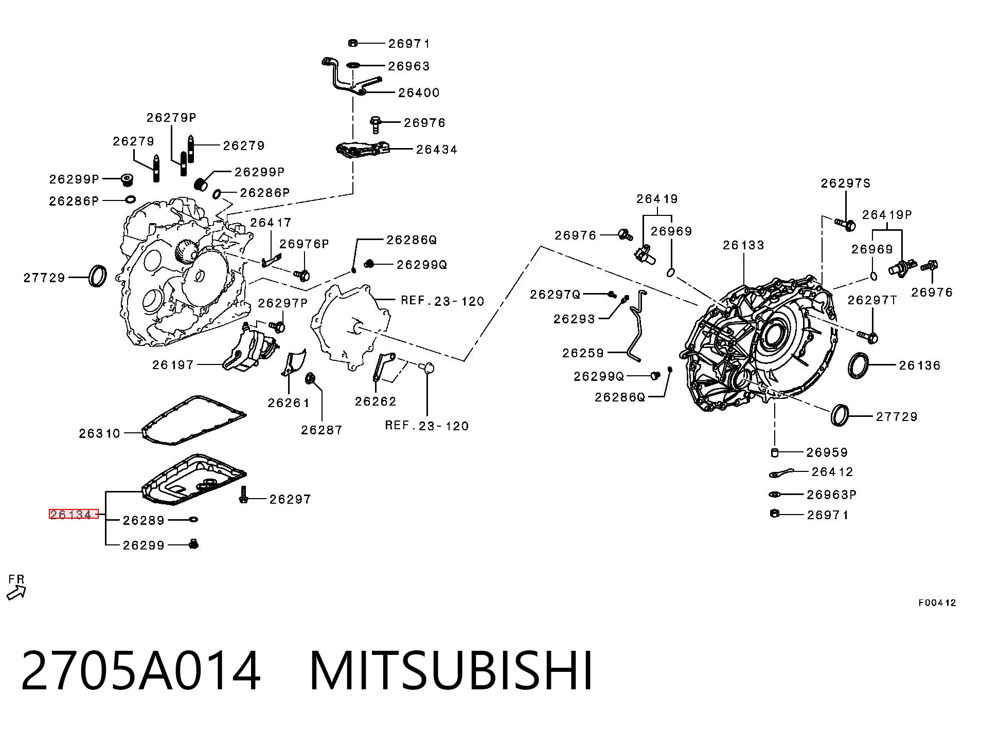 2705A014 Mitsubishi Cárter de aceite, caja automática