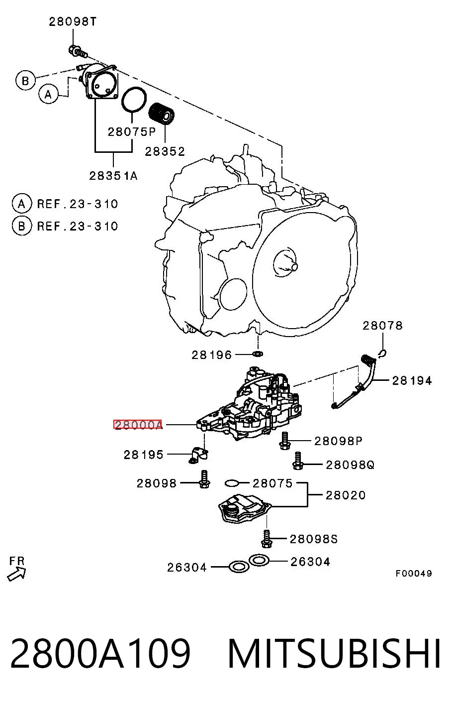 2800A109 Mitsubishi Cuerpo de válvulas de la transmisión automática