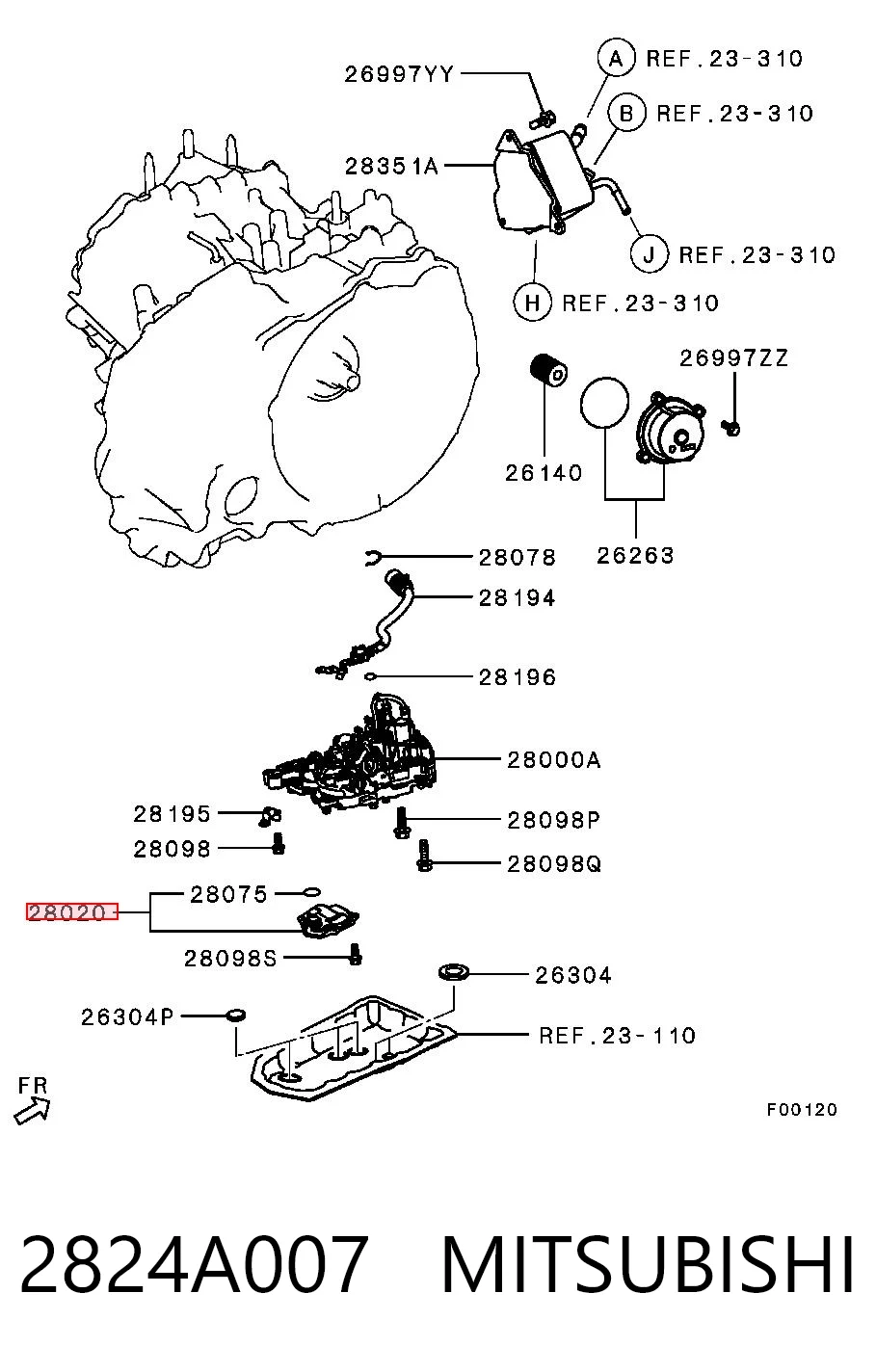 2824A007 Mitsubishi Filtro hidráulico transmisión automática