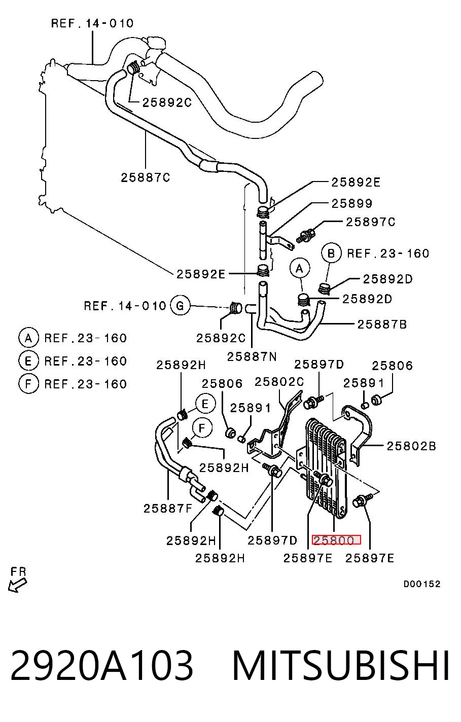 2920A103 Mitsubishi Radiador de refrigeración de la transmisión