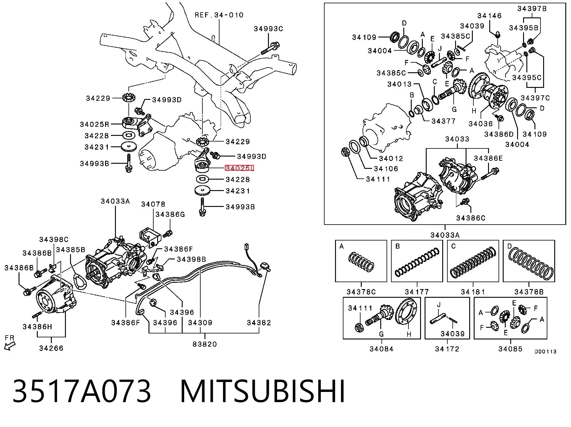 3517A073 Mitsubishi Soporte izquierdo del diferencial trasero