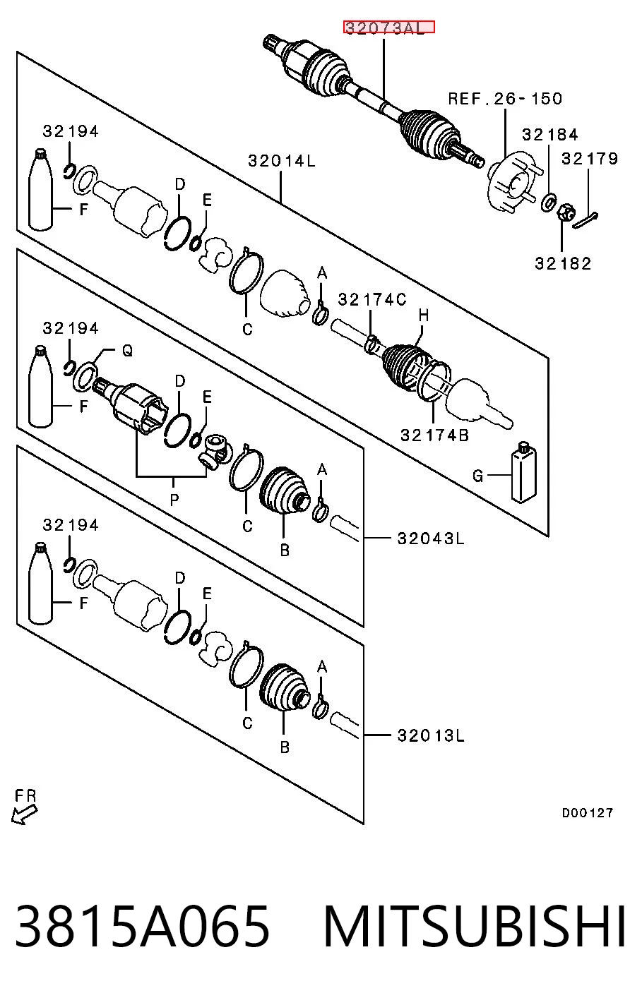 3815A065 Mitsubishi Semieje delantero izquierdo