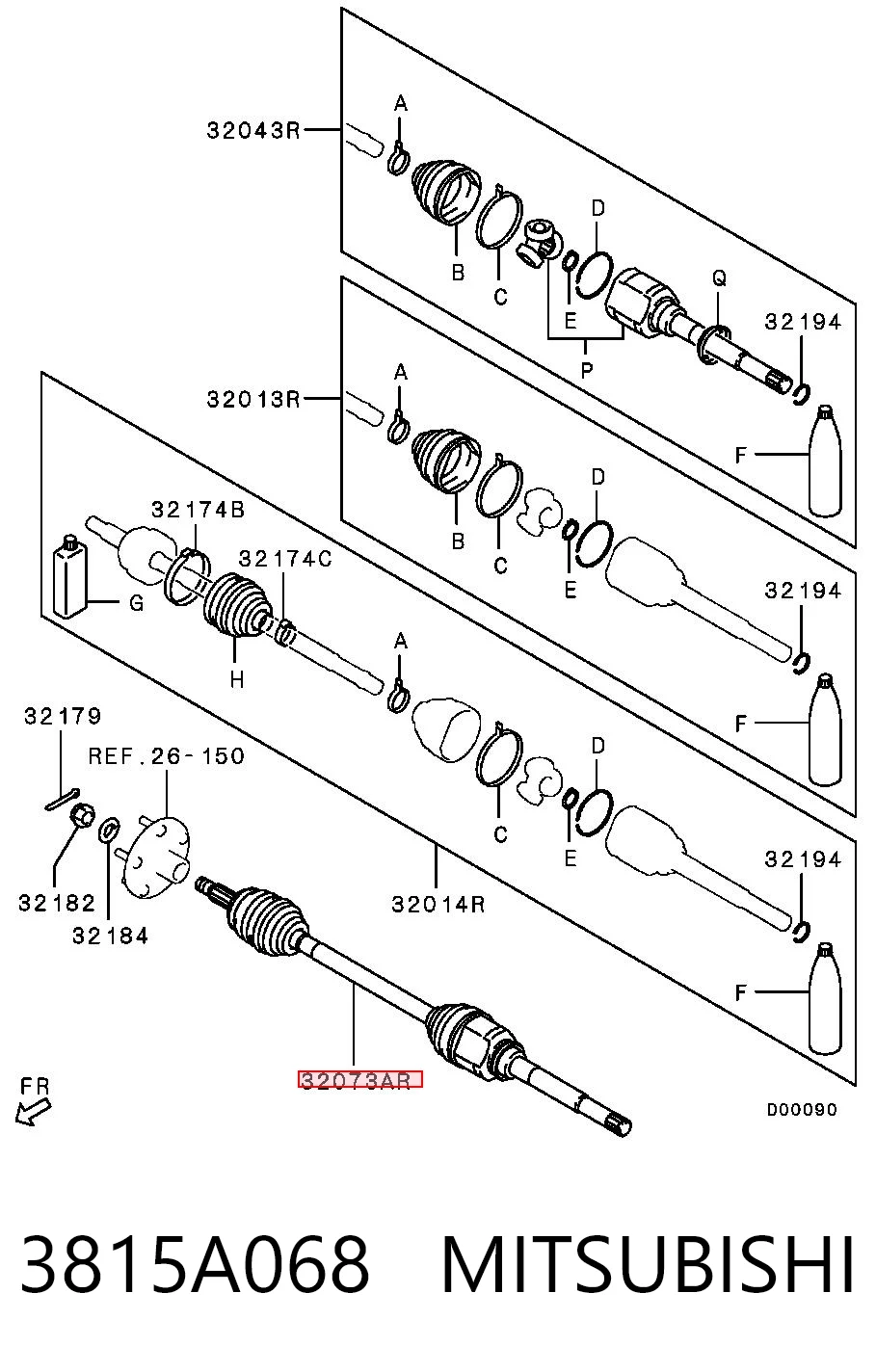 3815A068 Mitsubishi Semieje delantero derecho
