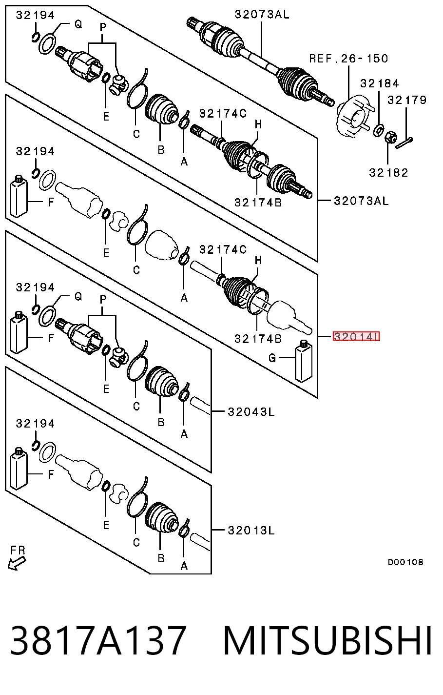 Comprar 3817A137 Chrysler Fuelle de palier delantero exterior