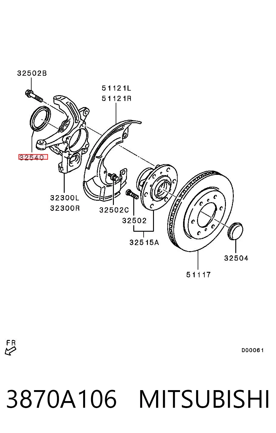 3870A106 Mitsubishi Retén de cubo de rueda delantero