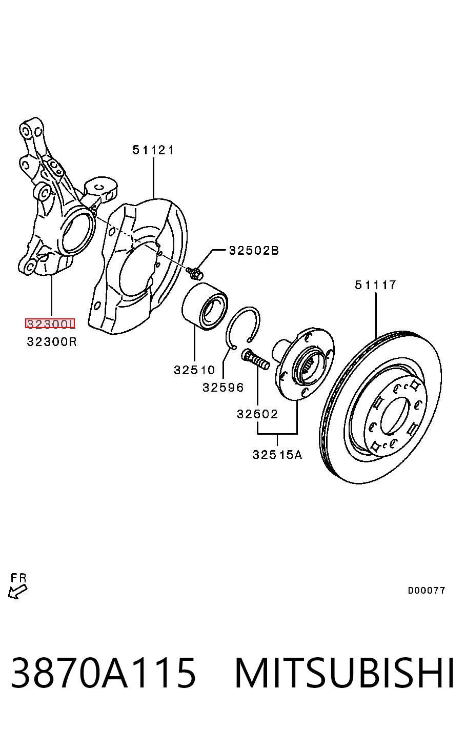 3870A115 Mitsubishi Mangueta delantera izquierda