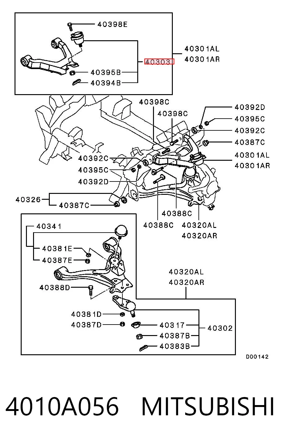 4010A056 Mitsubishi Rótula de suspensión superior