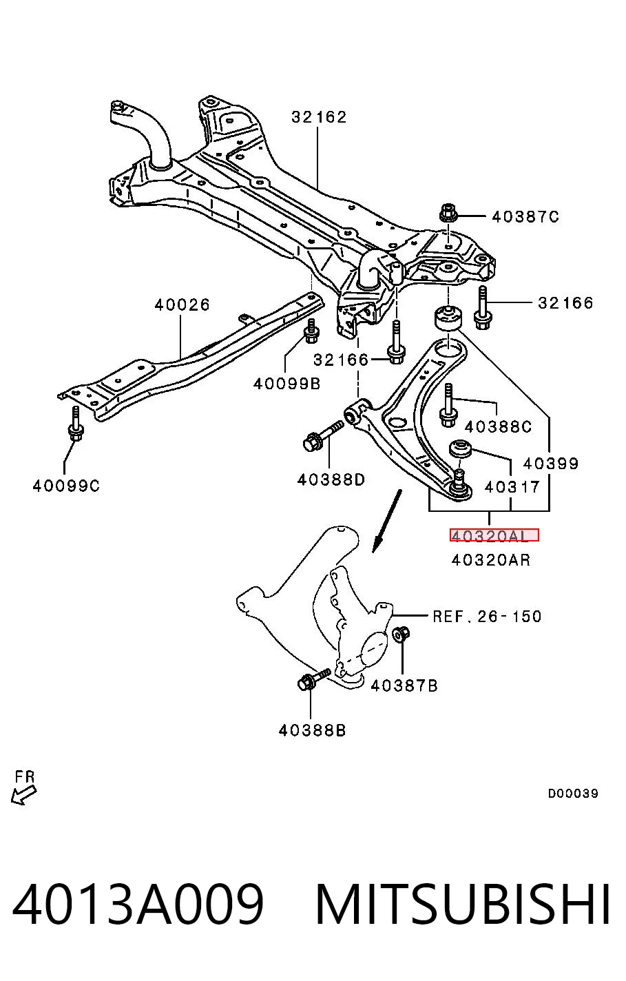 4013A009 Mitsubishi Brazo inferior izquierdo de la suspensión delantera