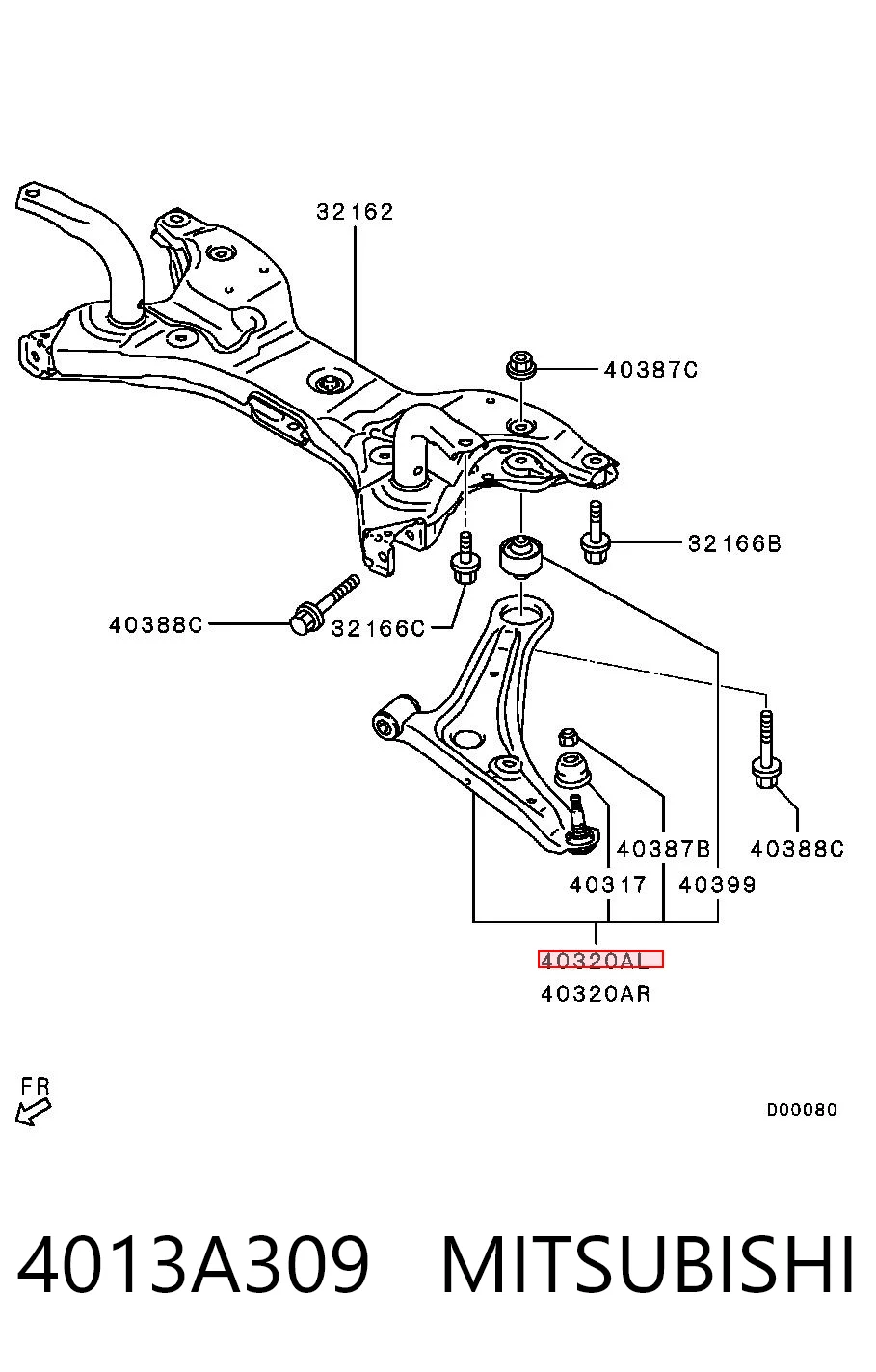 4013A309 Mitsubishi Brazo inferior izquierdo de la suspensión delantera