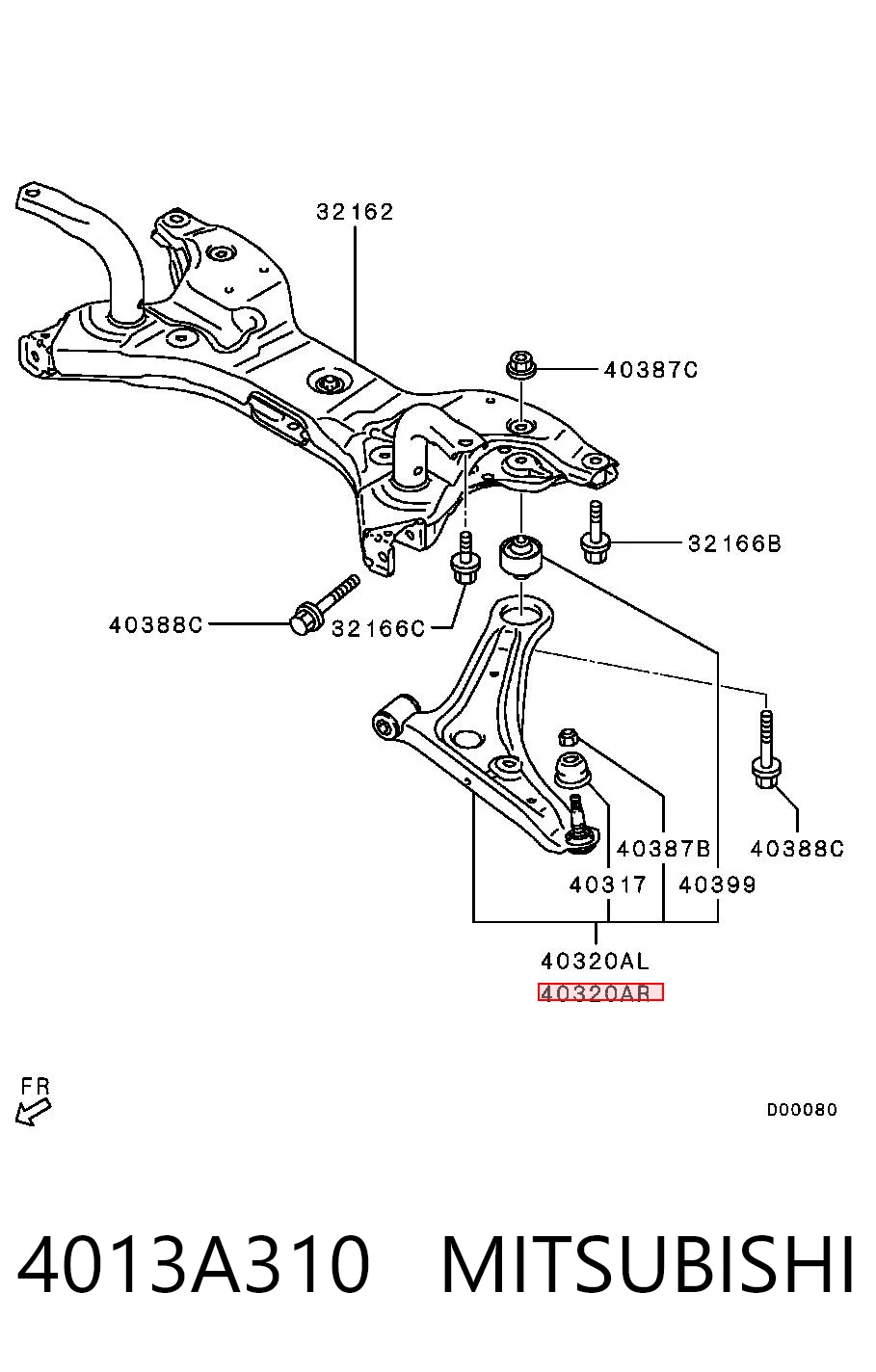 4013A310 Mitsubishi Brazo inferior derecho de la suspensión delantera