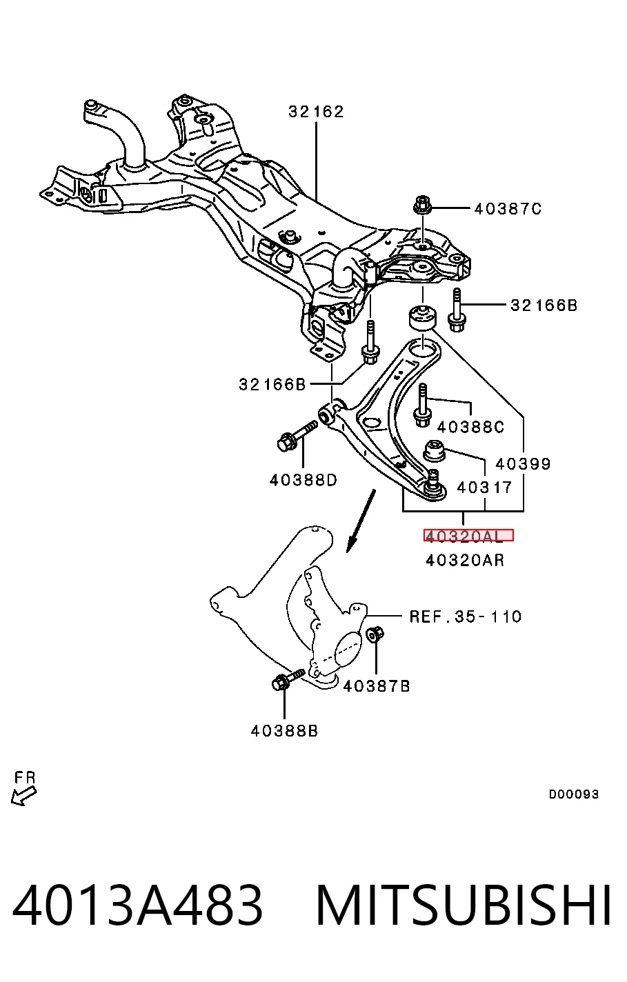 4013A483 Mitsubishi Brazo inferior izquierdo de la suspensión delantera