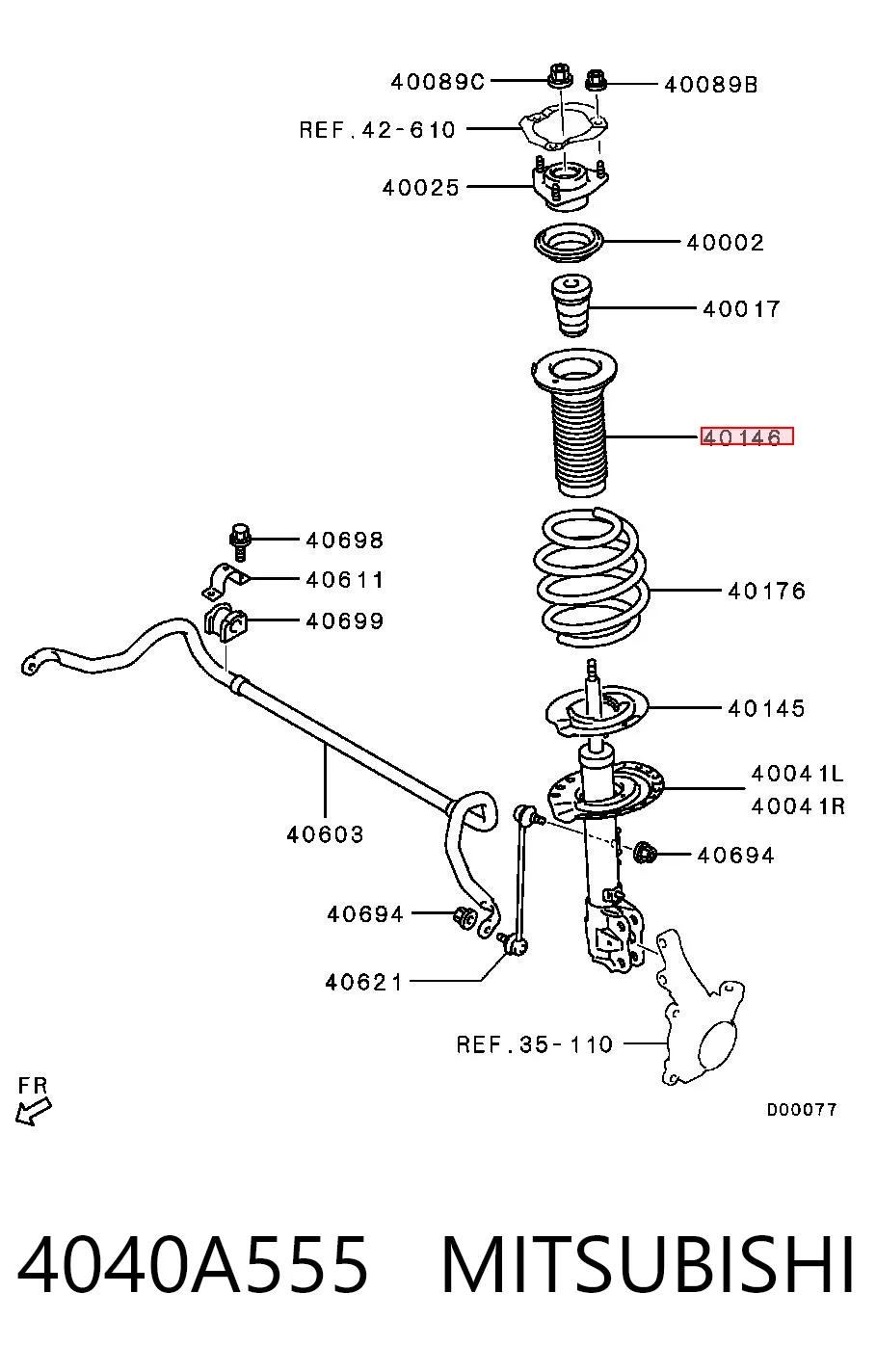 4040A555 Mitsubishi Fuelle, amortiguador delantero