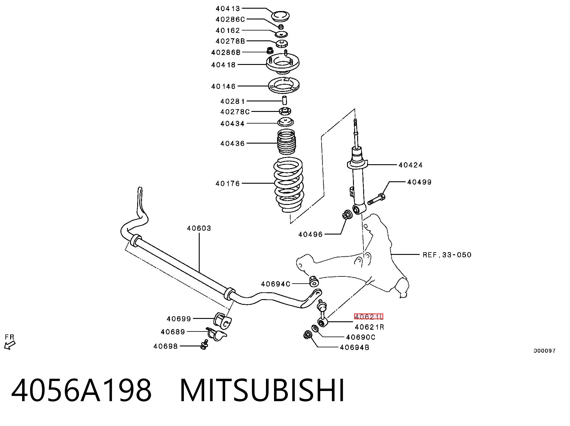 4056A198 Mitsubishi Bieleta estabilizadora delantera izquierda