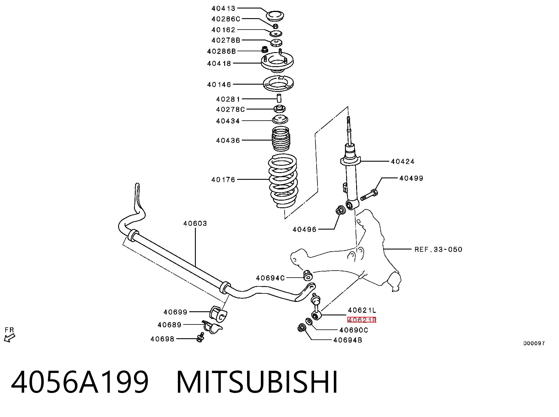 4056A199 Mitsubishi Bieleta estabilizadora delantera derecha