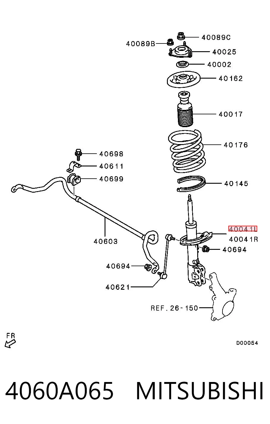 4060A065 Mitsubishi Amortiguador frontal izquierdo