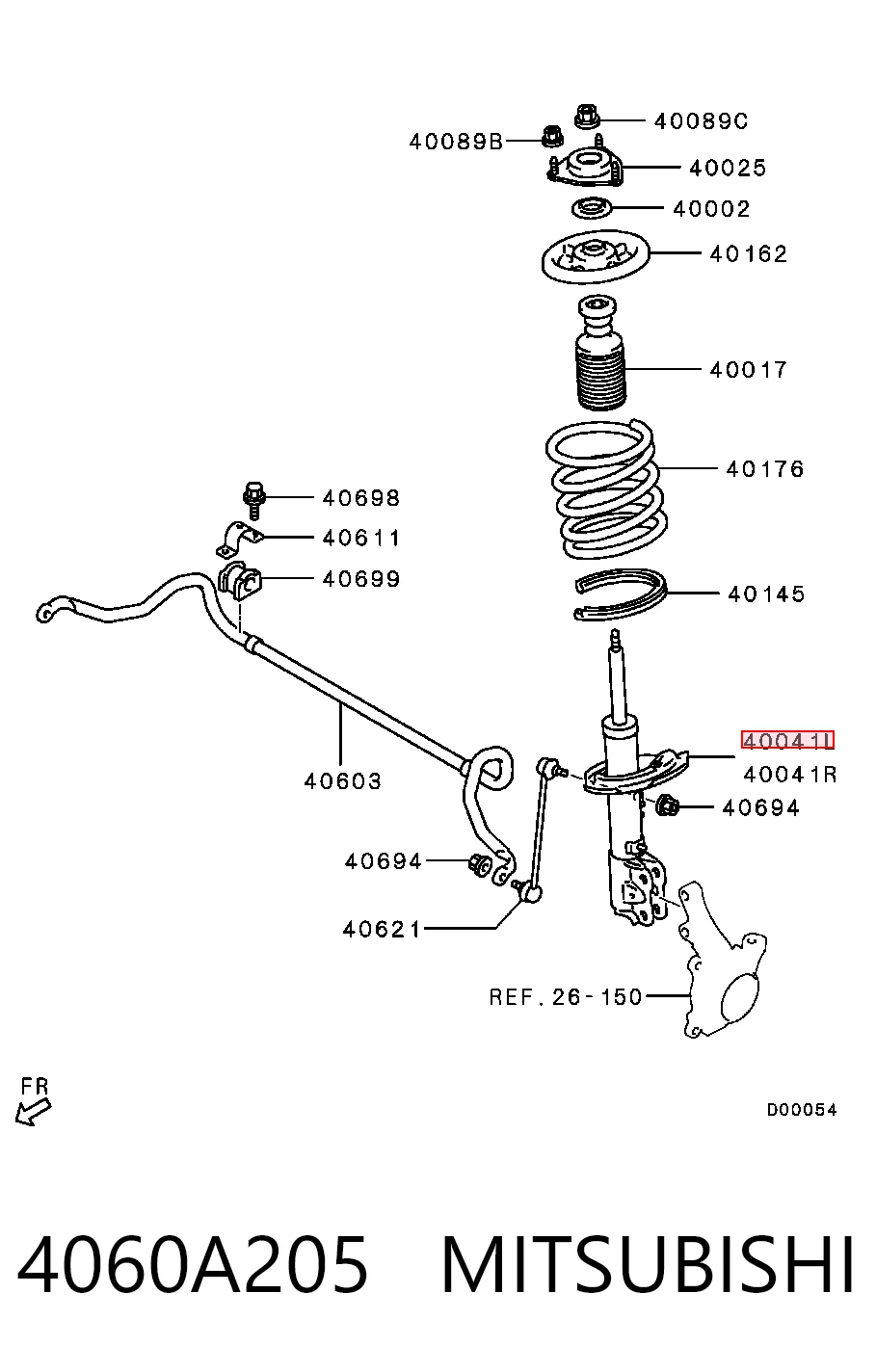 4060A205 Mitsubishi Amortiguador frontal izquierdo