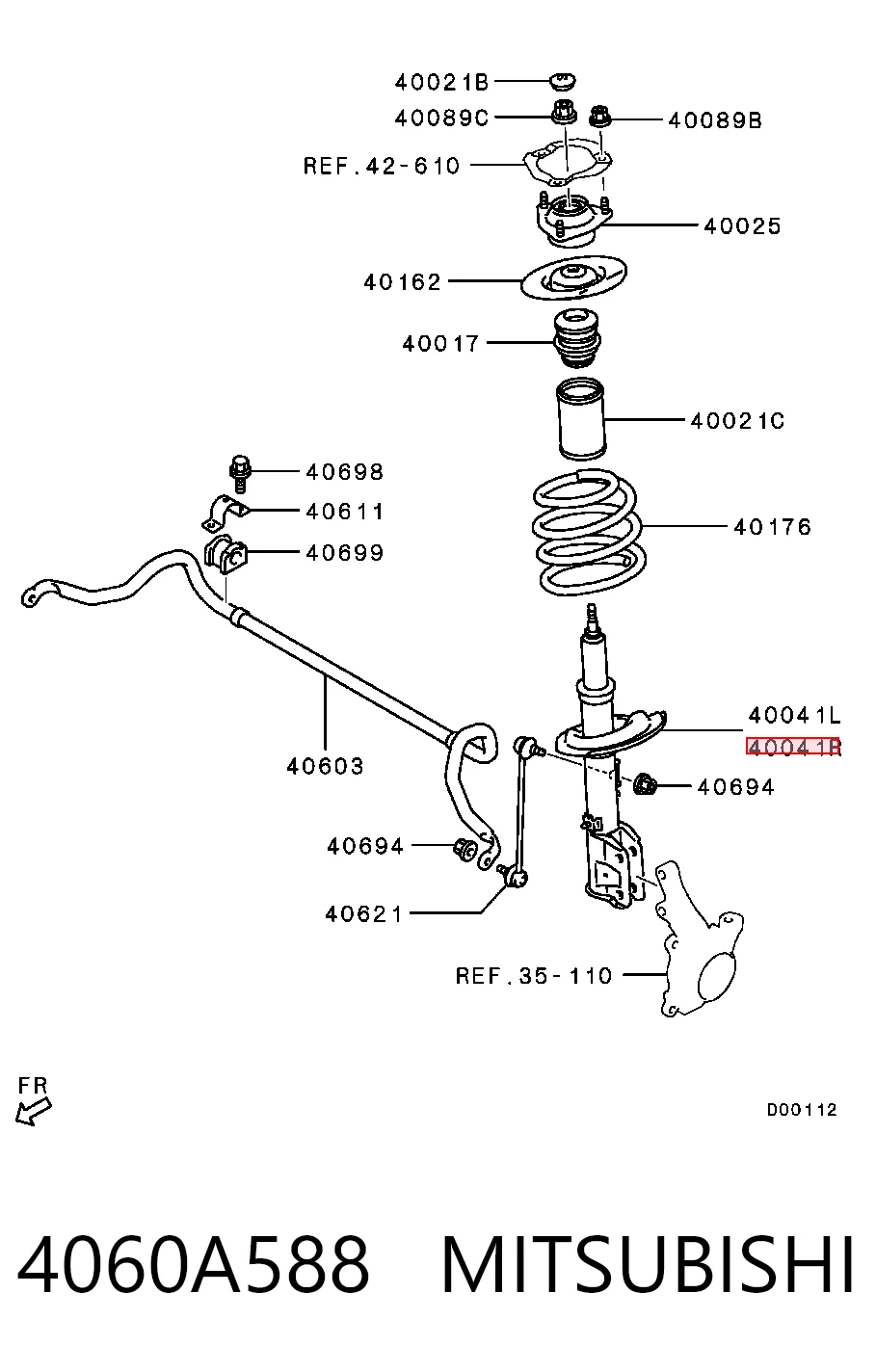 Amortiguador delantero derecho Chrysler 4060A562 precio, desde 86,32 EUR
