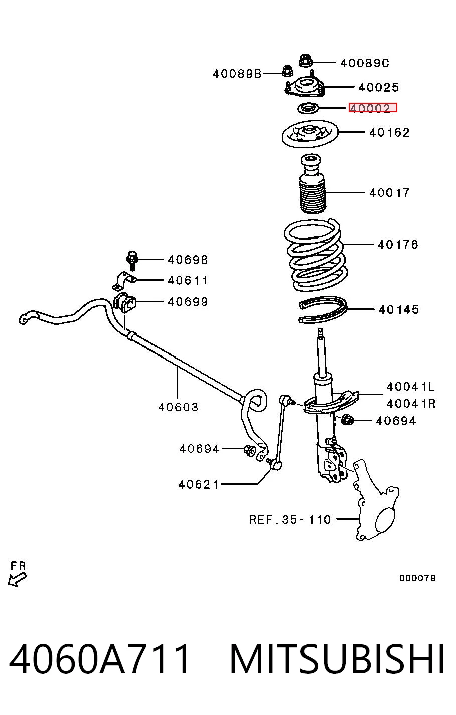 4060A711 Mitsubishi Rodamiento, copela amortiguador delantero