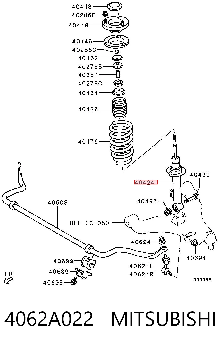 4062A022 Mitsubishi Amortiguador frontal