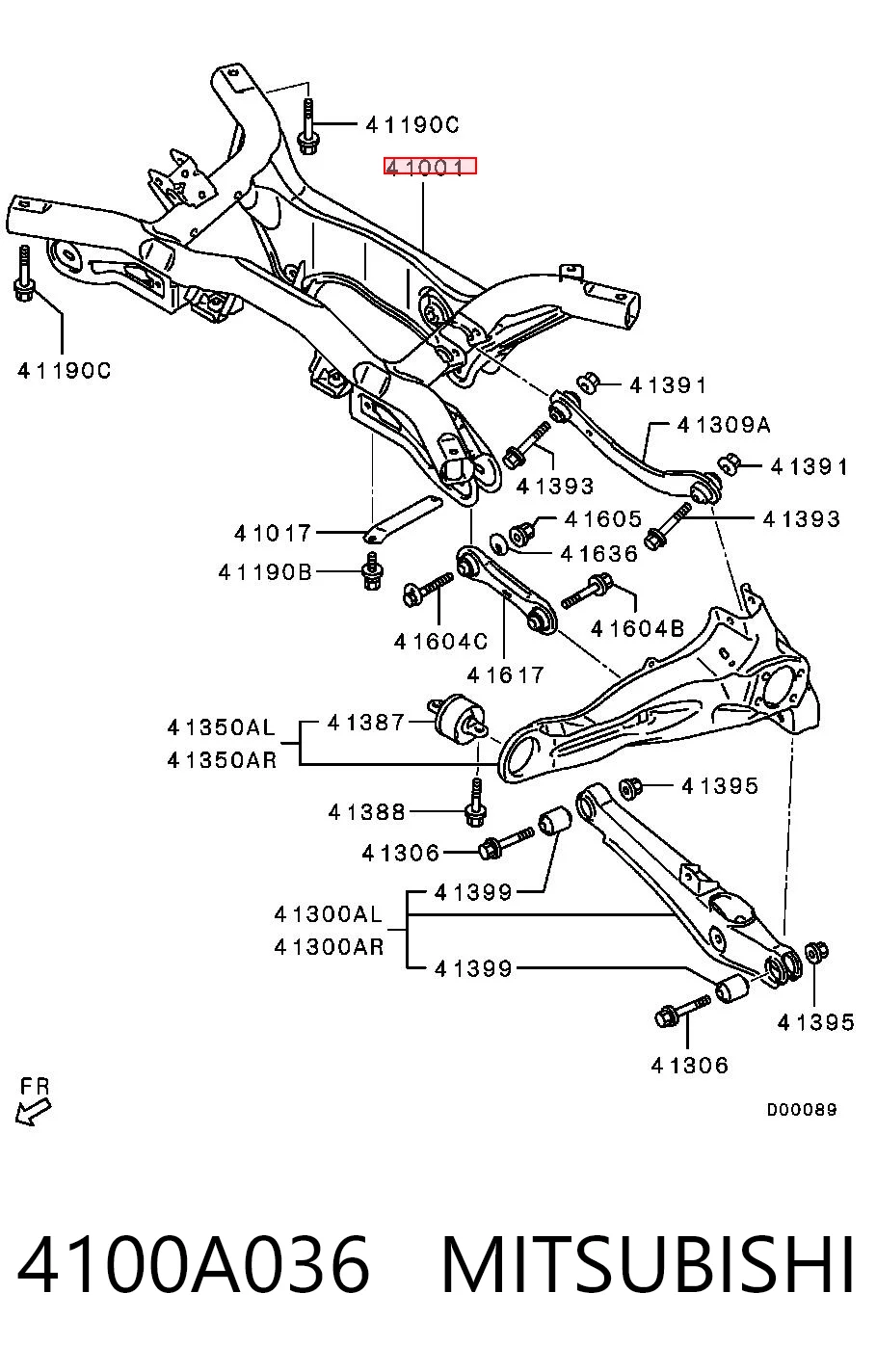 4100A036 Mitsubishi Subchasis trasero soporte motor