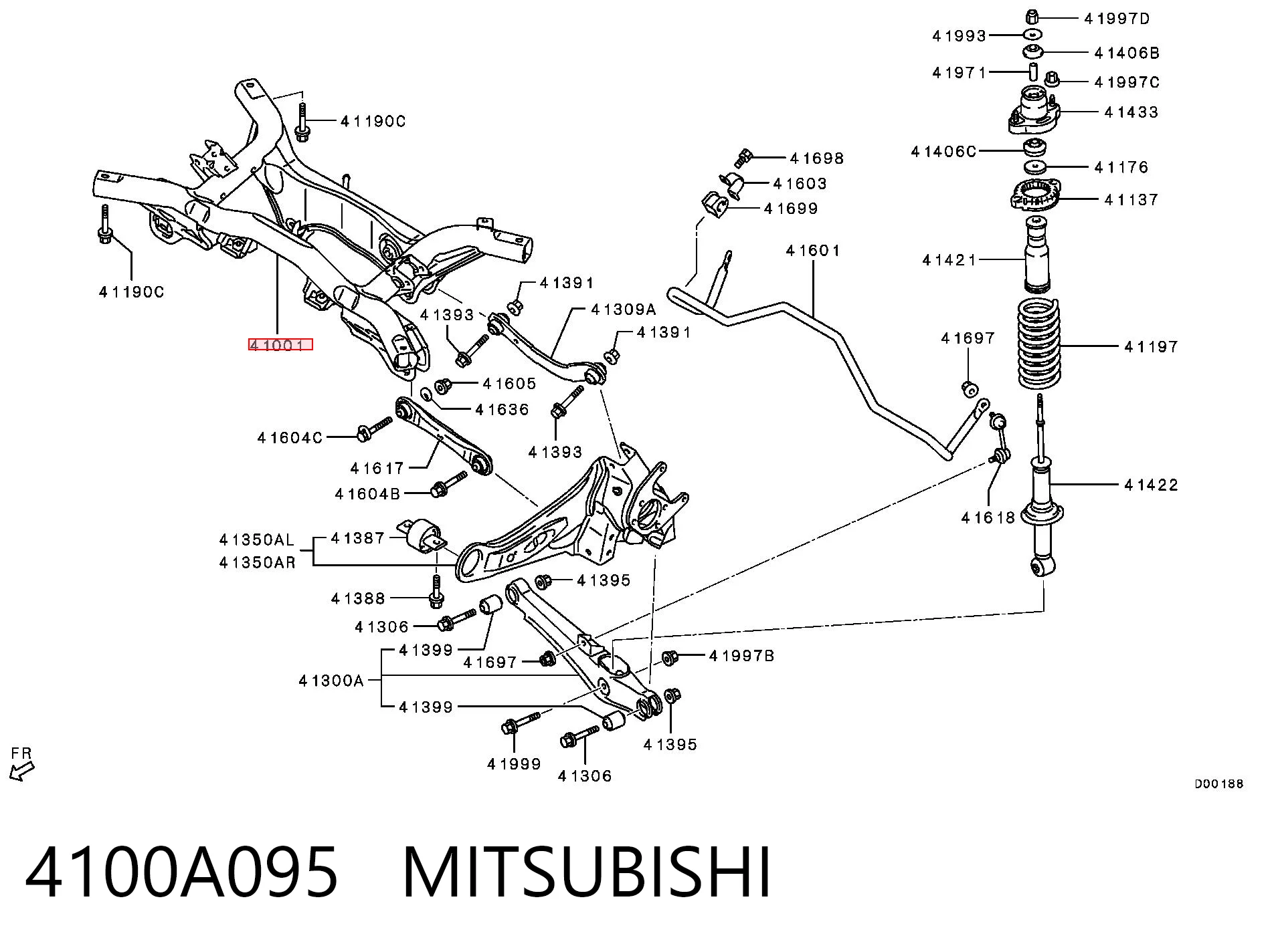 4100A095 Mitsubishi Subchasis trasero soporte motor