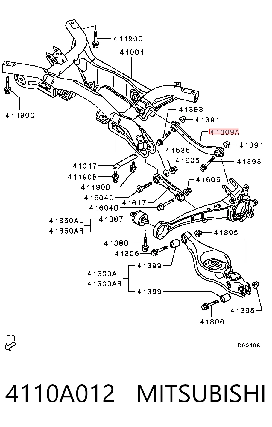 4110A012 Mitsubishi Brazo superior de suspensión trasera izquierdo/derecho