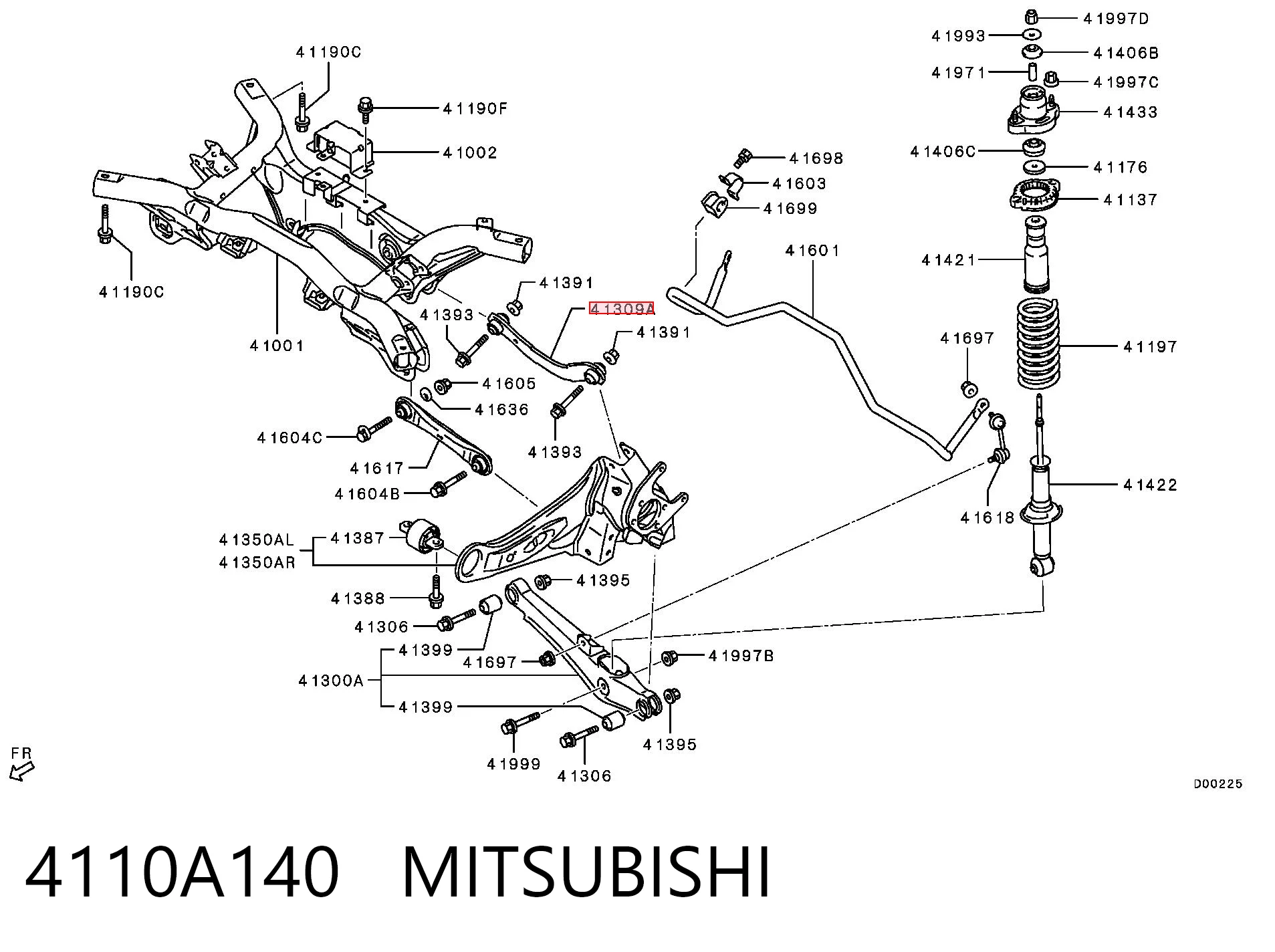 4110A140 Mitsubishi Brazo superior de suspensión trasera izquierdo/derecho