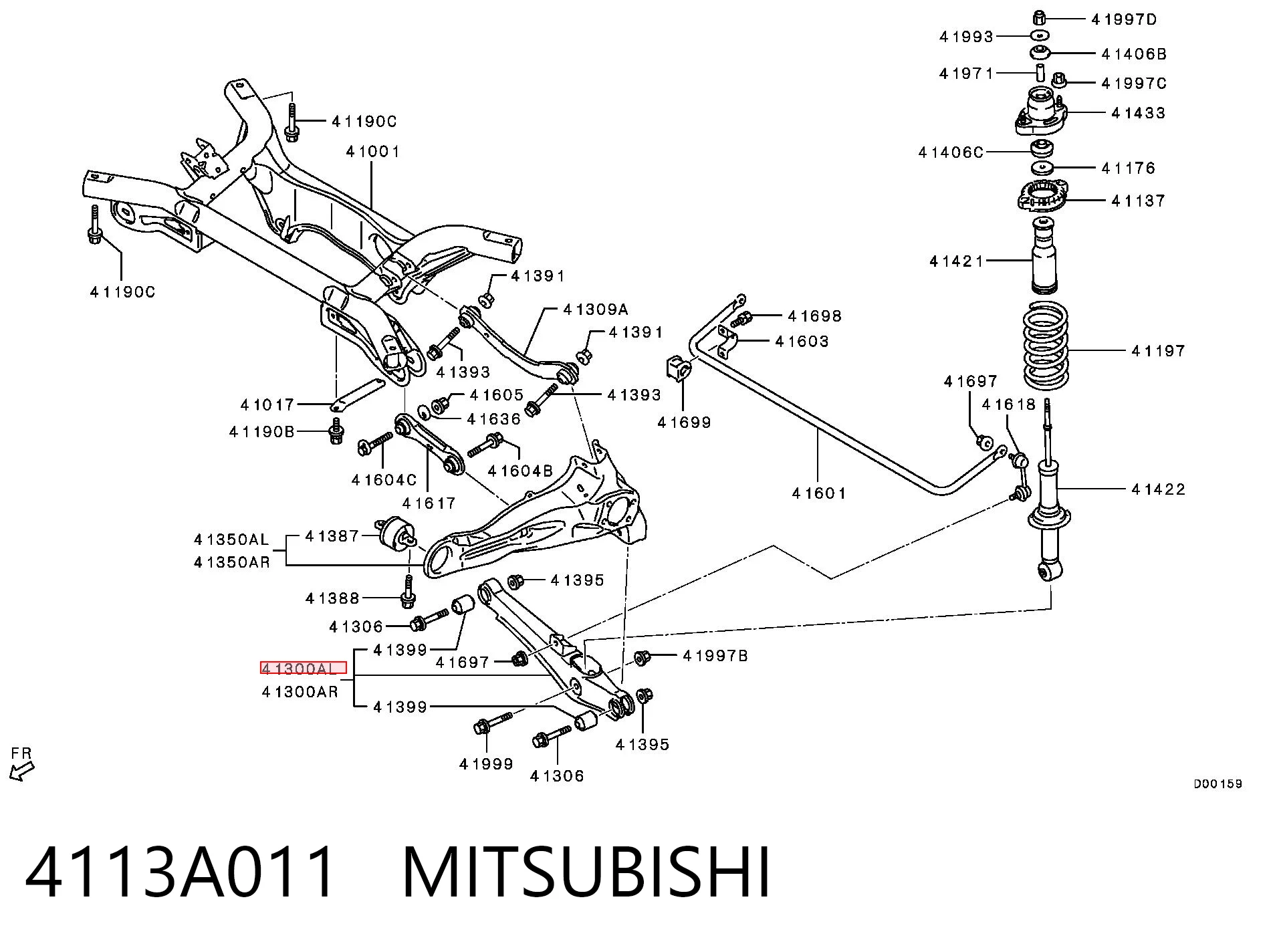 4113A011 Mitsubishi Brazo inferior trasero izquierdo/derecho
