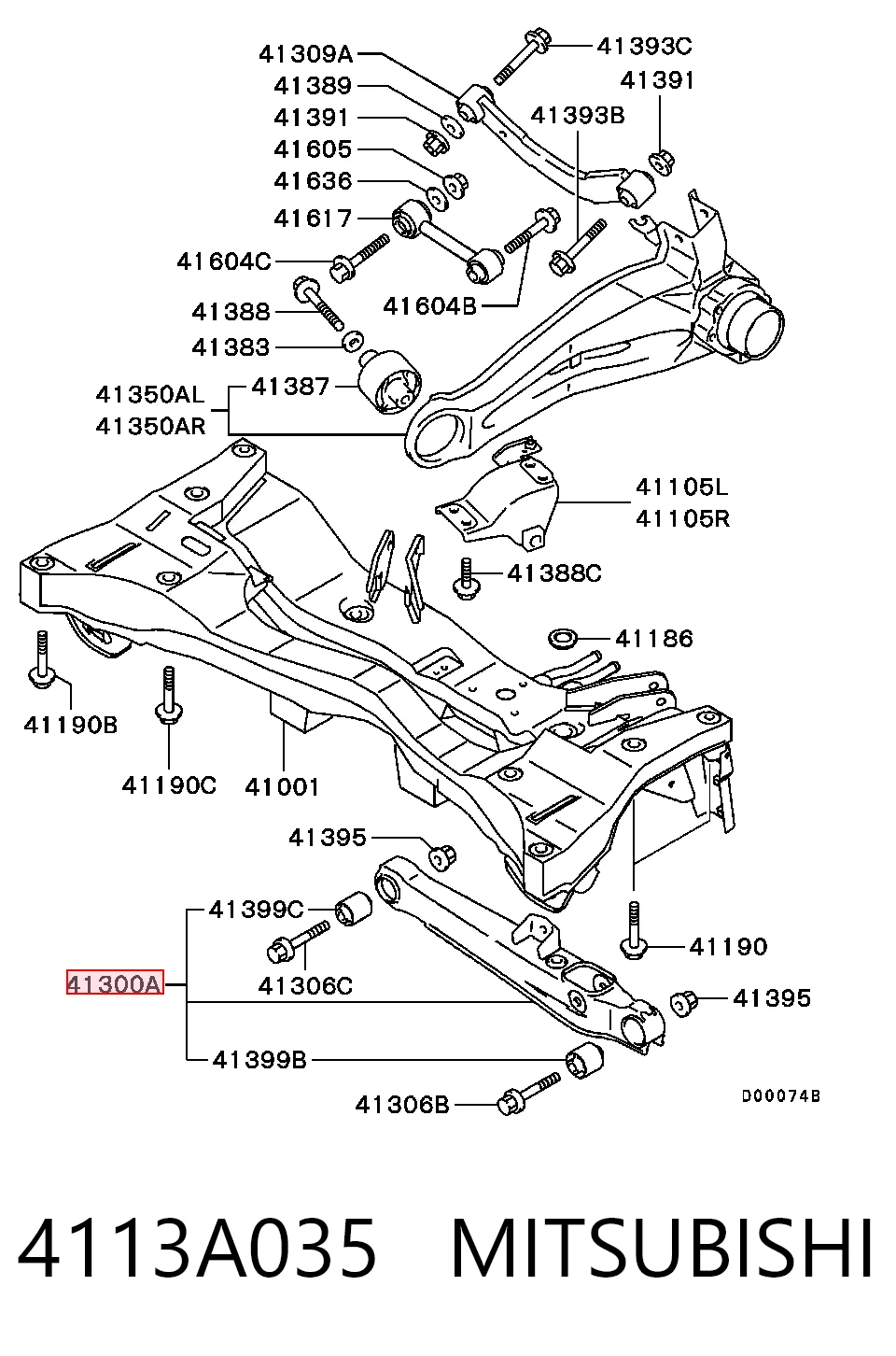 Brazo inferior trasero izquierdo/derecho 4113A035 MITSUBISHI
