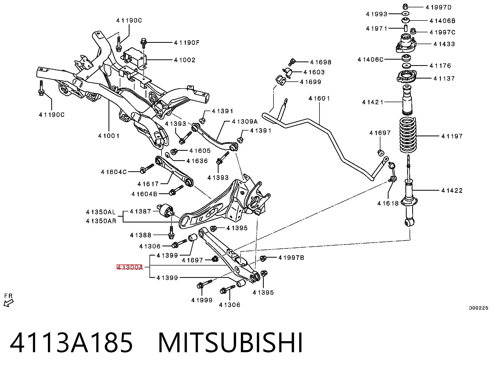 4113A185 Mitsubishi Brazo inferior trasero izquierdo/derecho