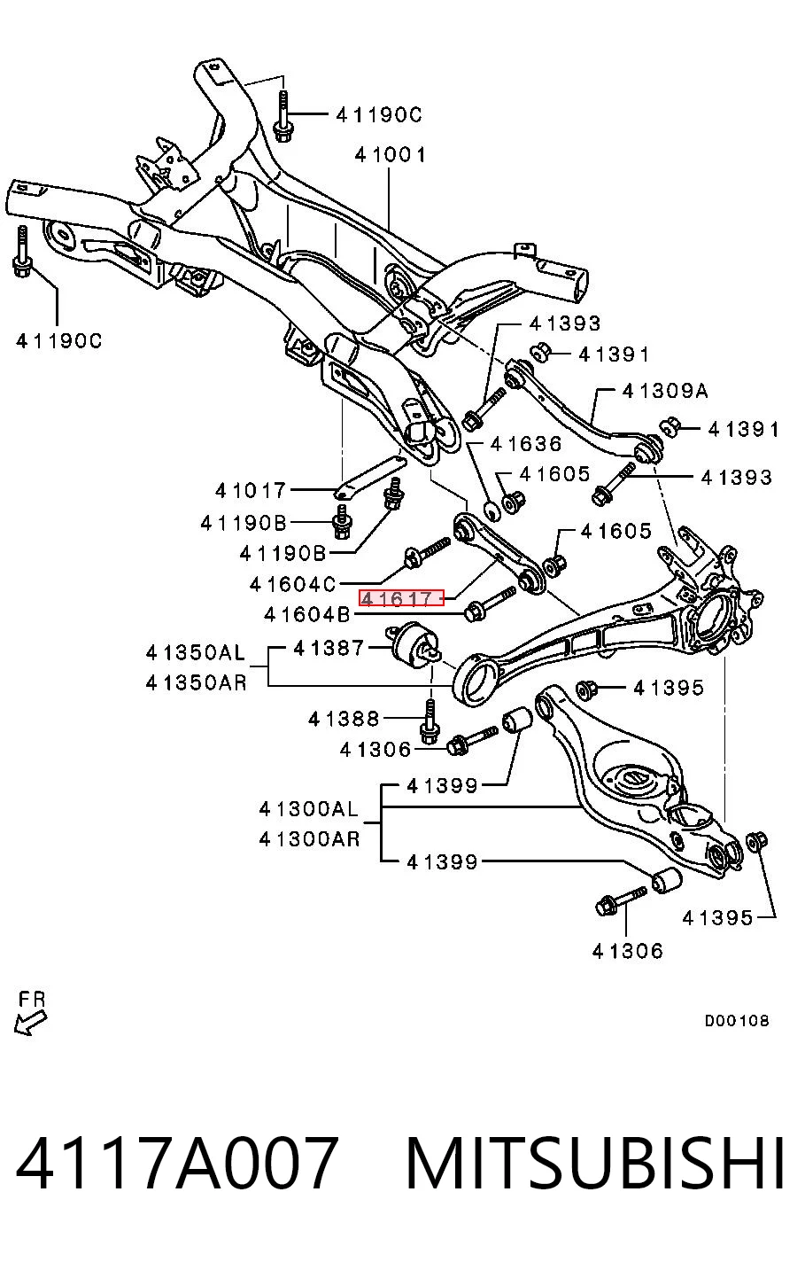 4117A007 Mitsubishi Barra transversal, suspensión de ruedas, eje trasero
