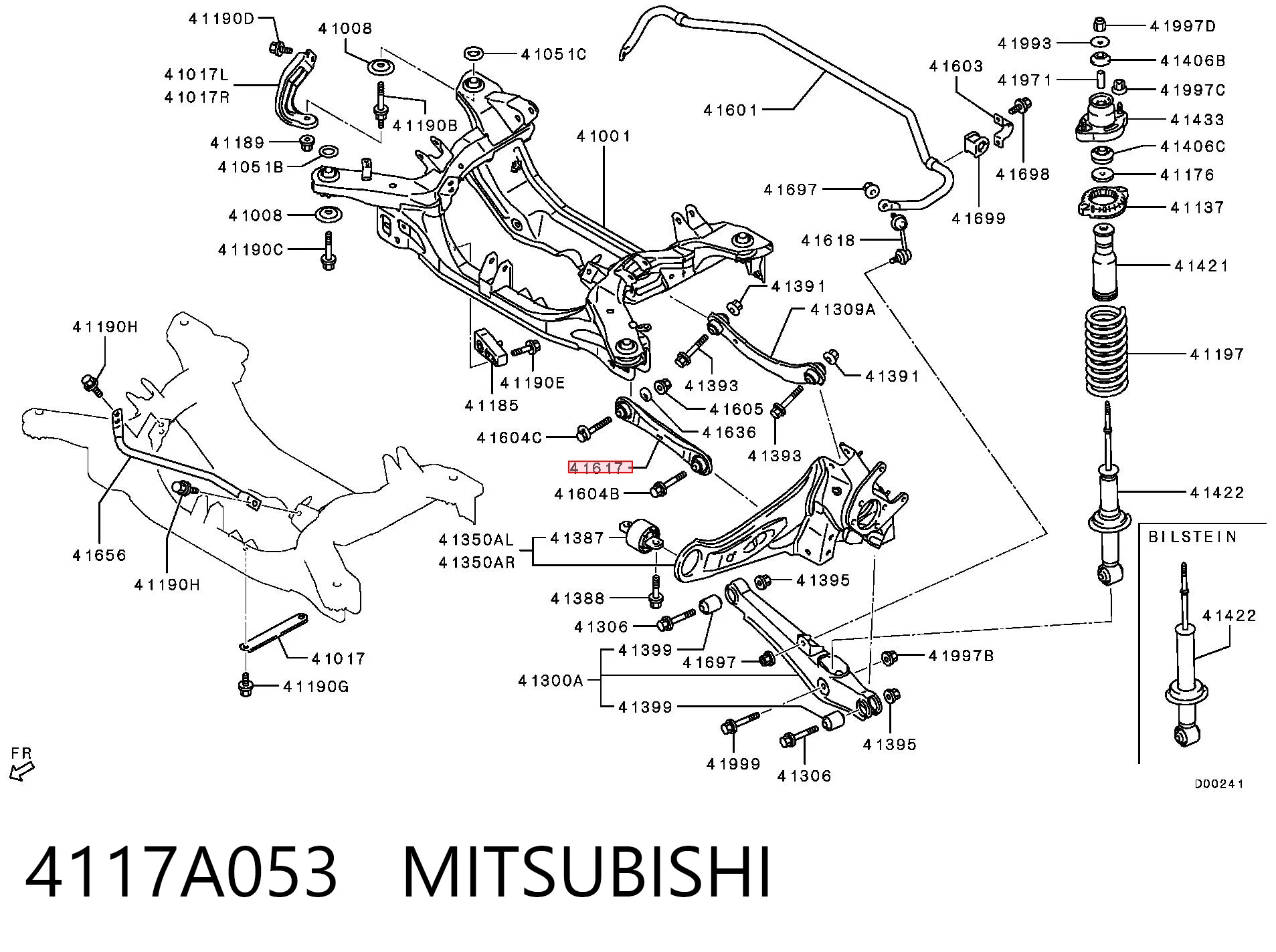 4117A053 Mitsubishi Brazo transversal de suspensión trasera
