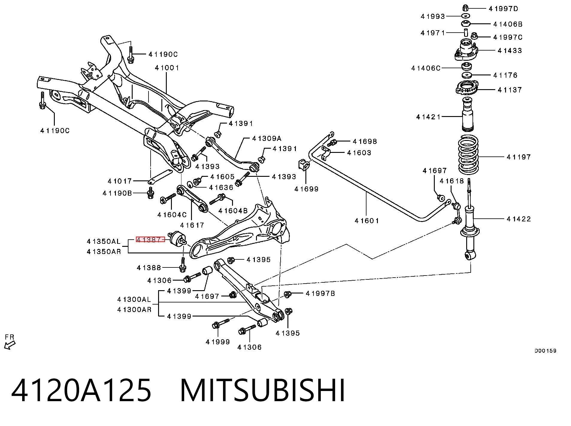 4120A125 Mitsubishi Buje delantero del brazo longitudinal trasero