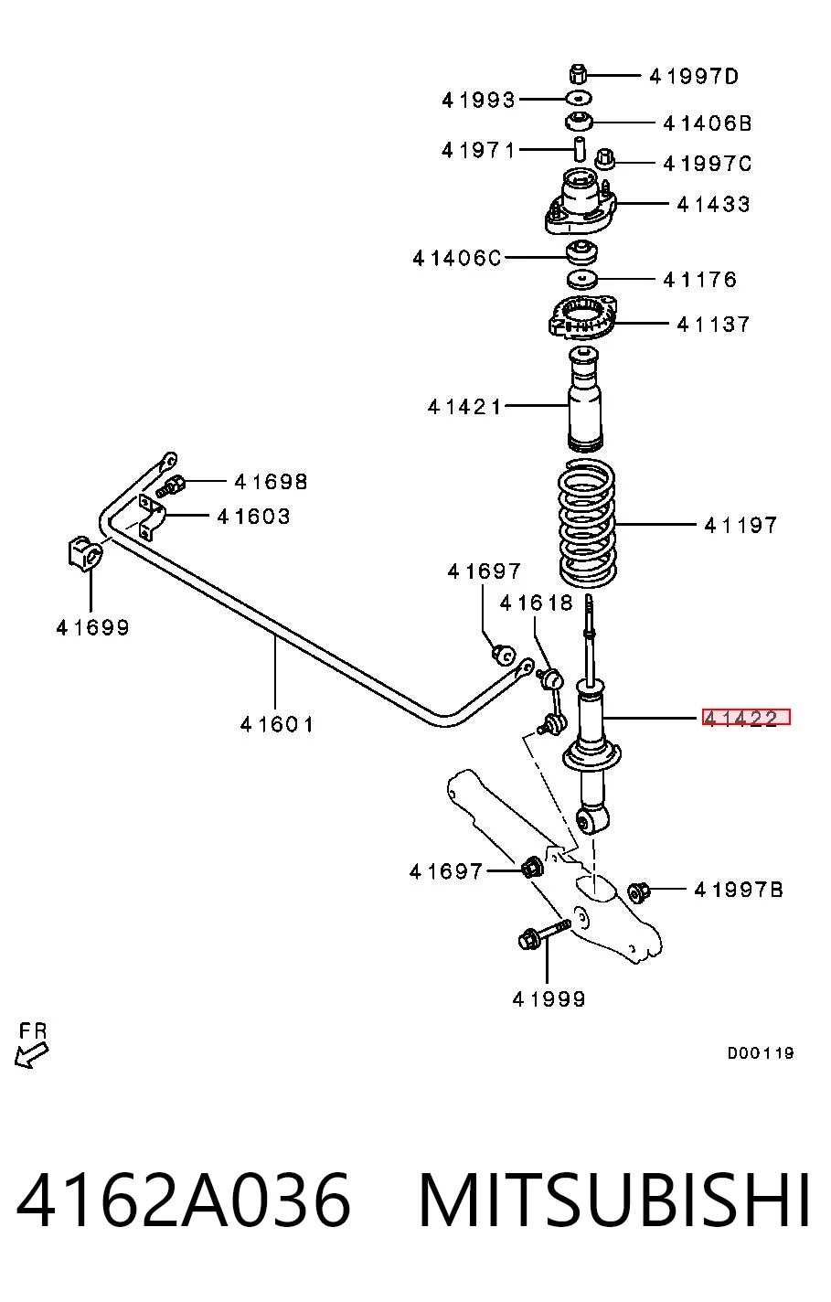 4162A036 Mitsubishi Amortiguadores posteriores